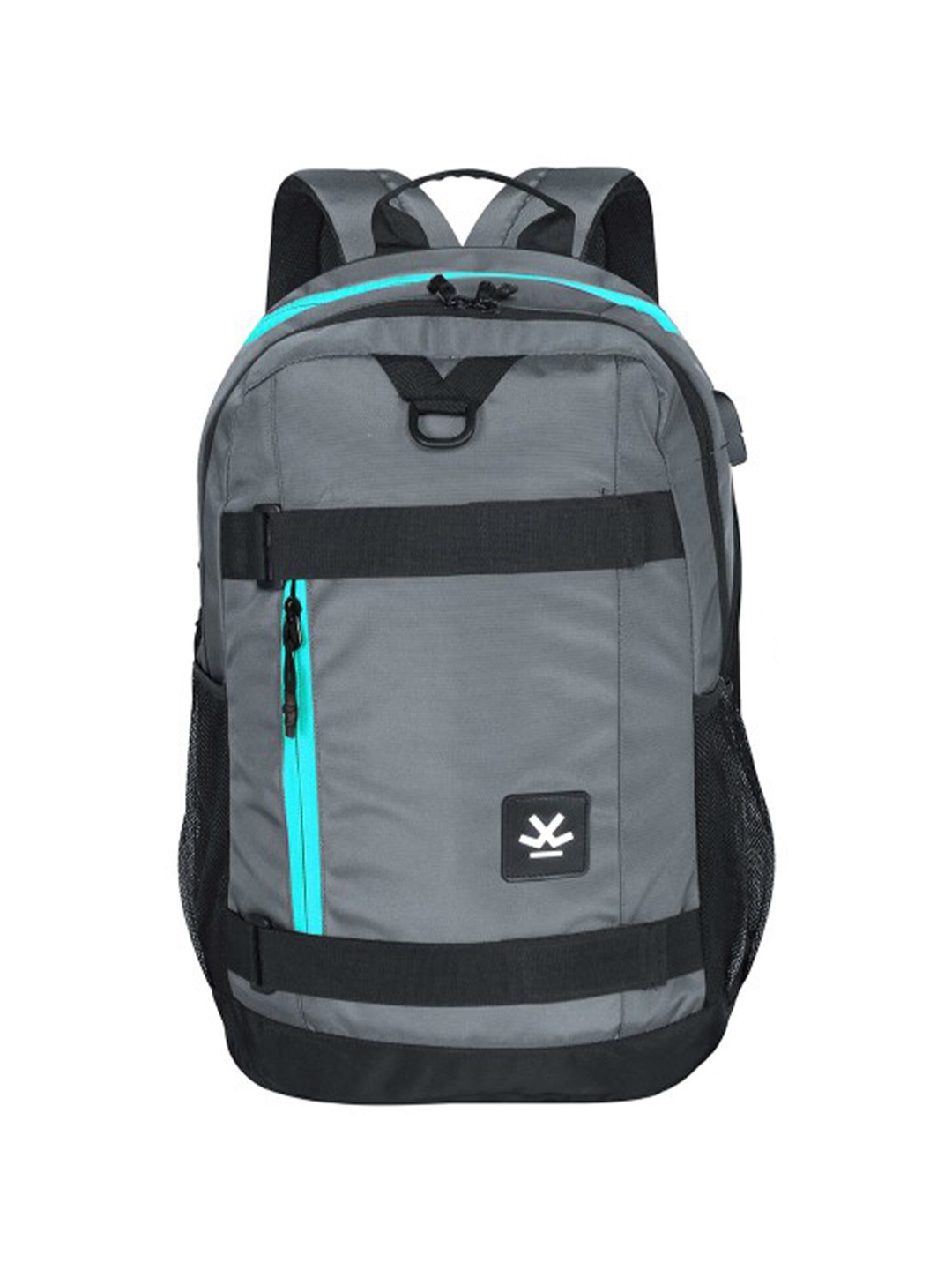 

WROGN Unisex Grey & Black Backpack with Reflective Strip