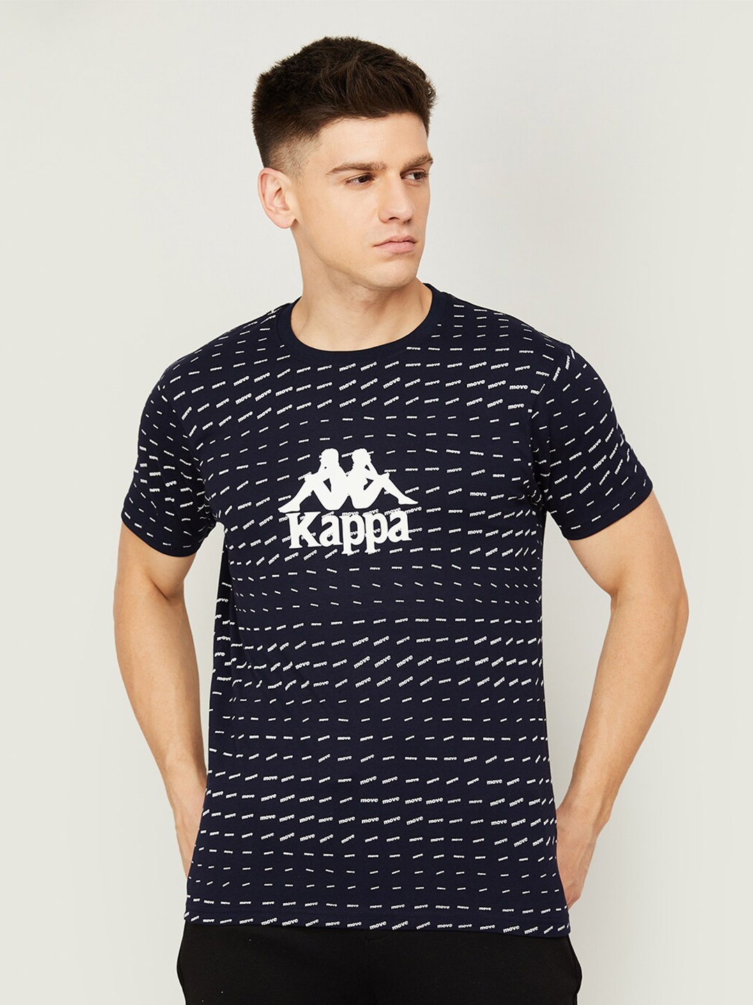 

Kappa Typography Printed Round Neck Cotton Casual T-Shirt, Blue