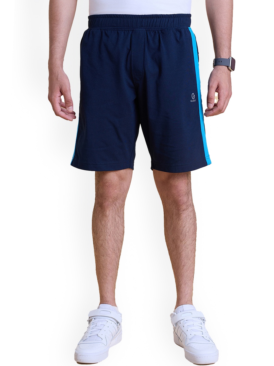 

Gloot Men Cotton Regular Shorts, Navy blue