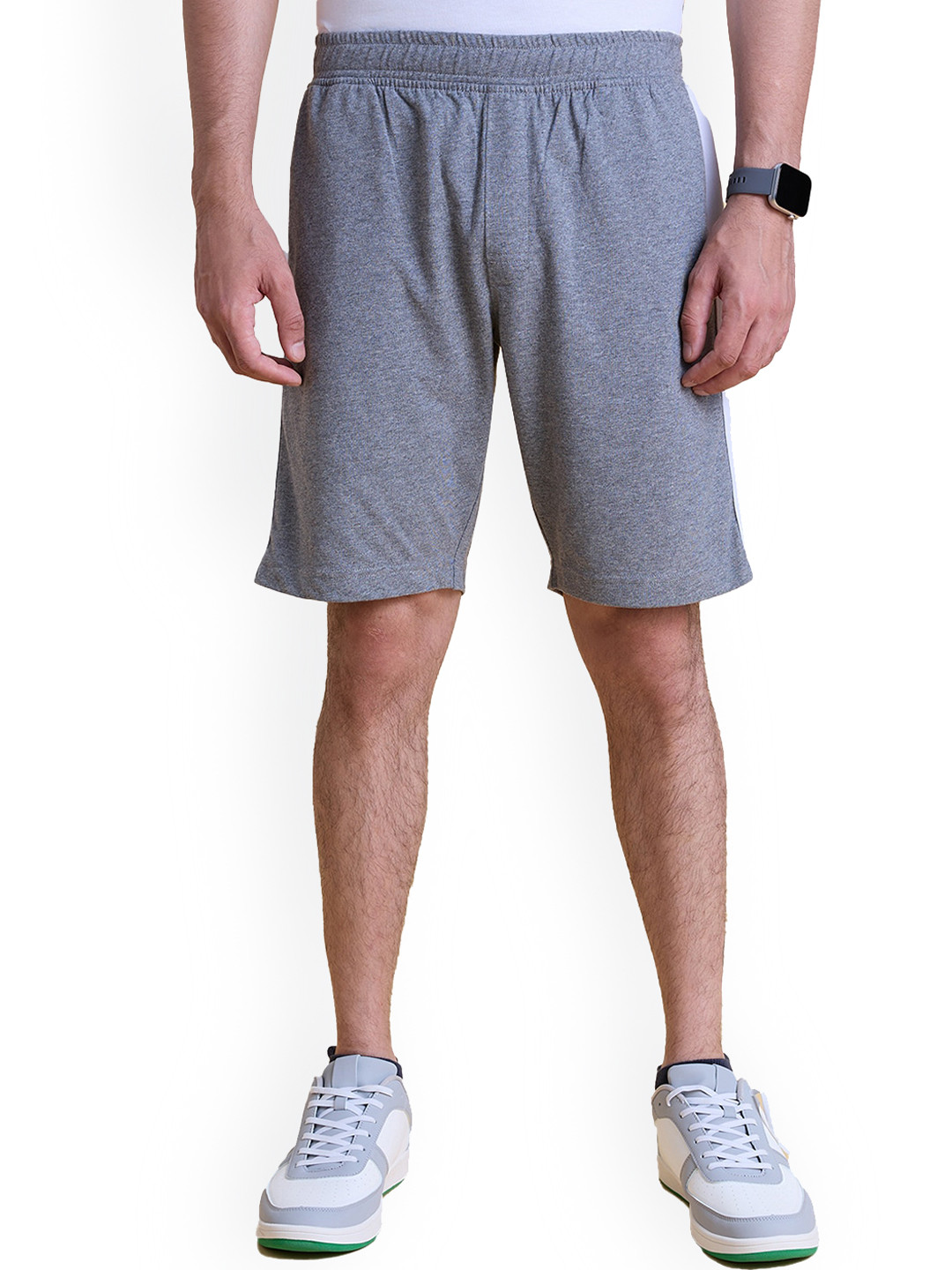 

Gloot Men Side Tape Mid-Rise Cotton Shorts, Grey