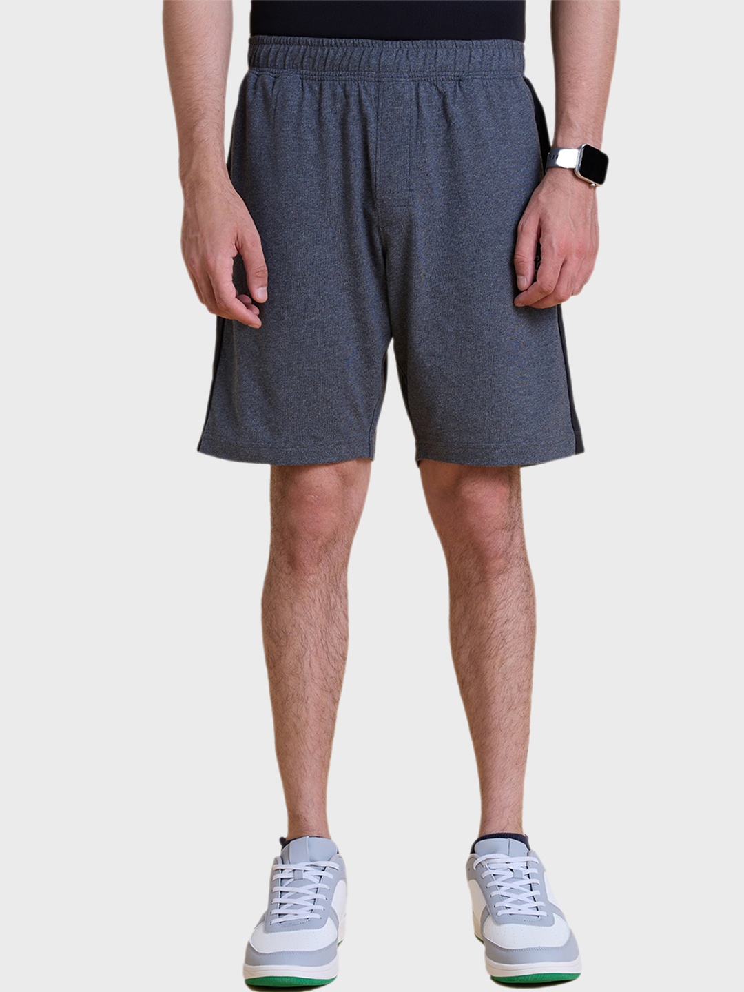 Gloot Side Tape Men Mid-Rise Cotton Shorts, Charcoal