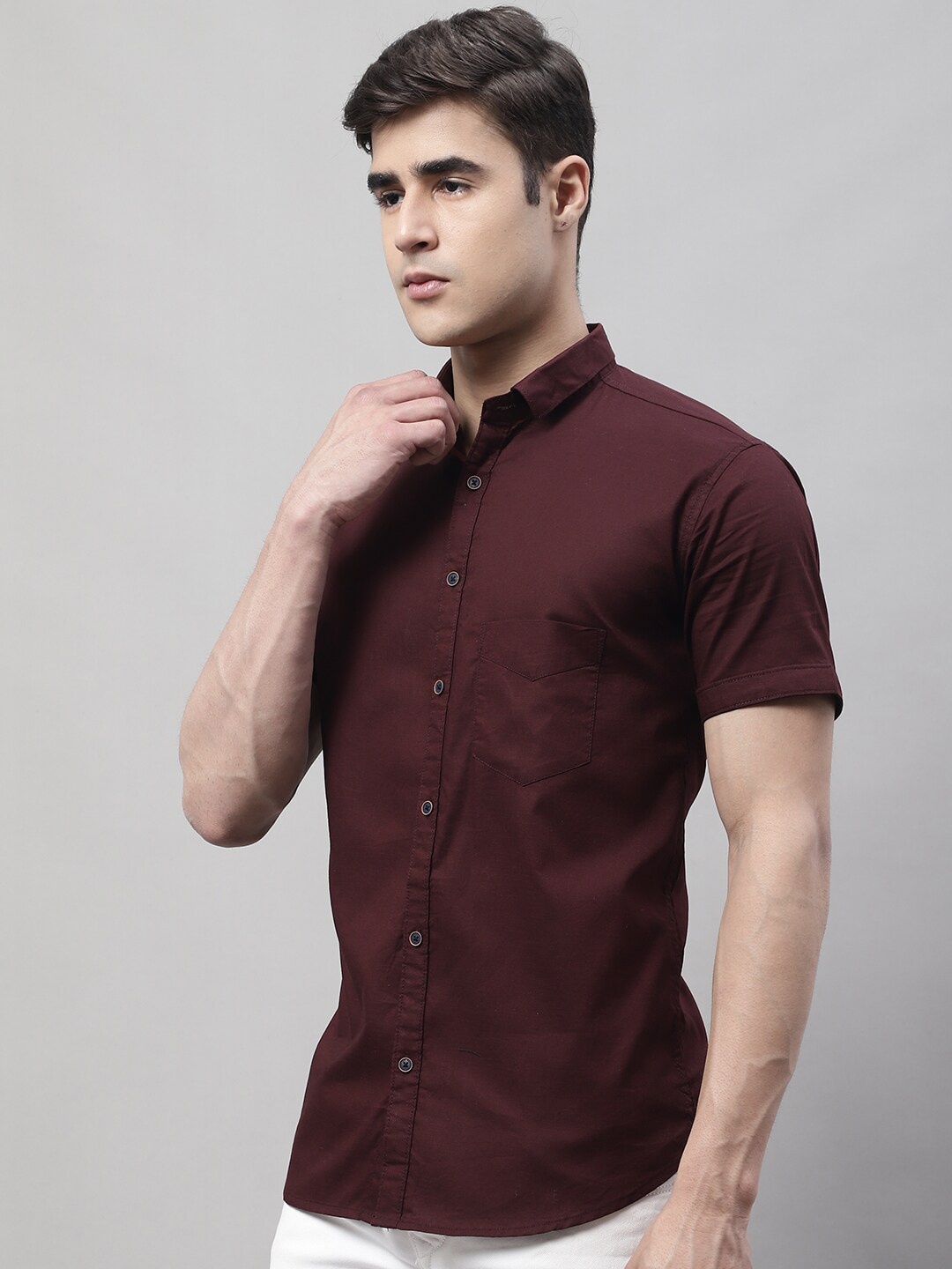

Majestic Man Classic Slim Fit Pure Cotton Casual Shirt, Maroon