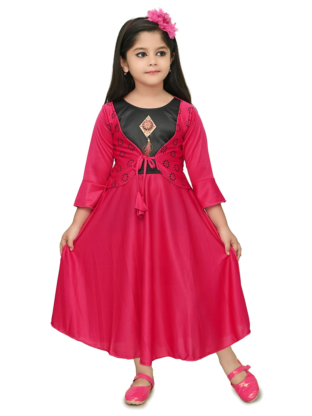 

carrydreams Girls Fit & Flare Maxi Dress, Pink