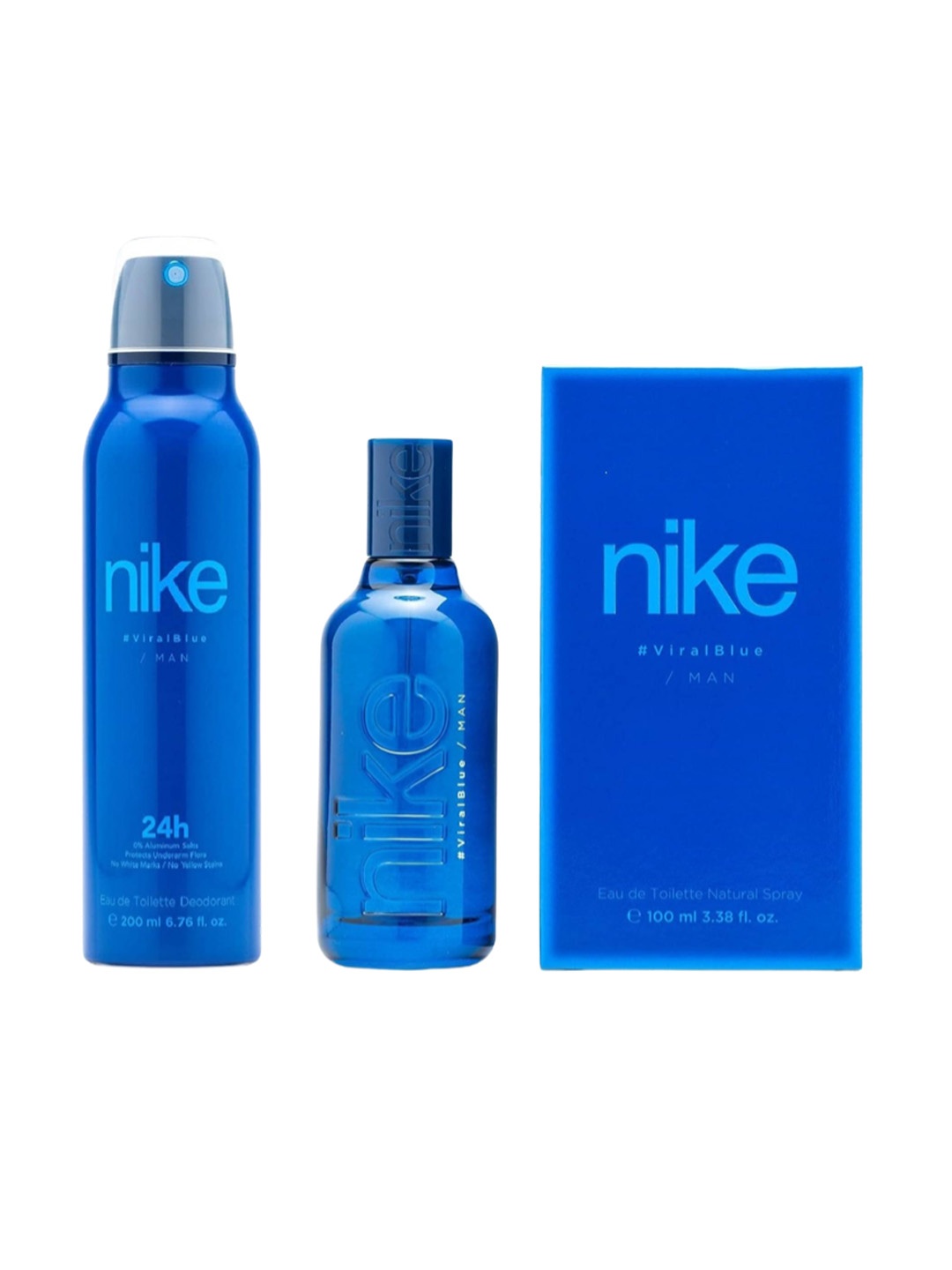 

Nike Men Set Of ViralBlue Deodorant 200ml & Eau de Toilette 100ml, Blue