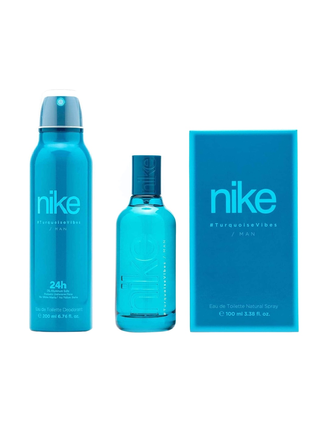 

Nike Men Set Of TurquoiseVibes Deodorant 200ml & Eau de Toilette 100ml, Turquoise blue