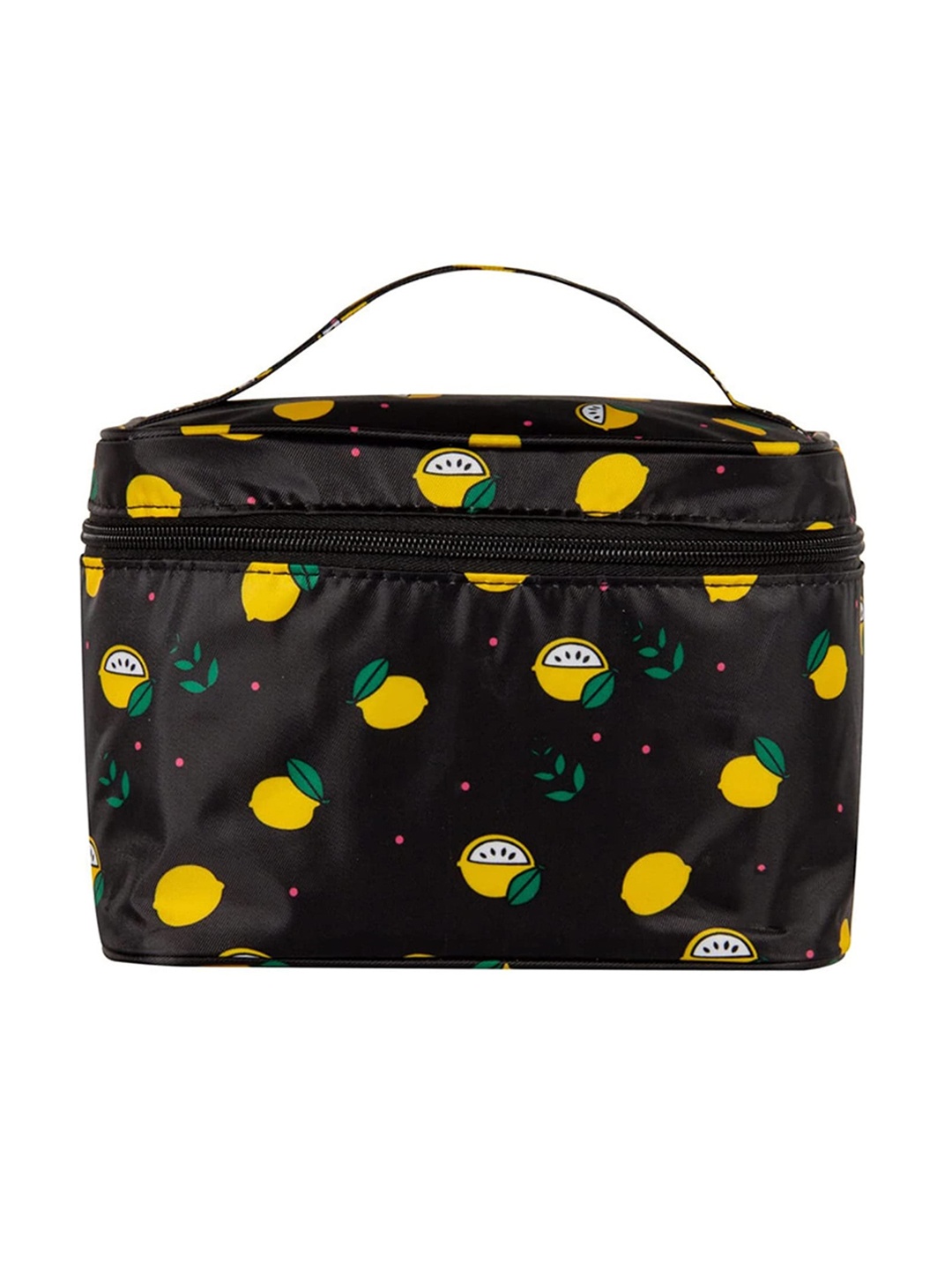 

Awestuffs Black & Yellow Printed Large Cosmetics Accessories Organizer
