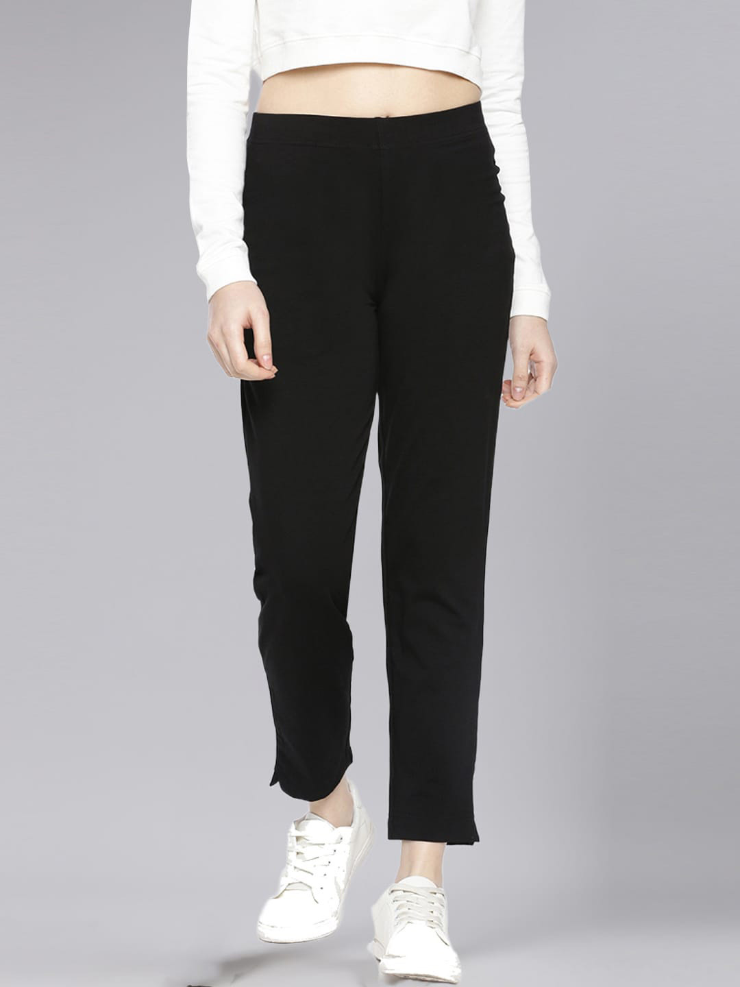 

Dollar Missy Women High-Rise Relaxed Tapered Fit Wrinkle Free Trousers, Black