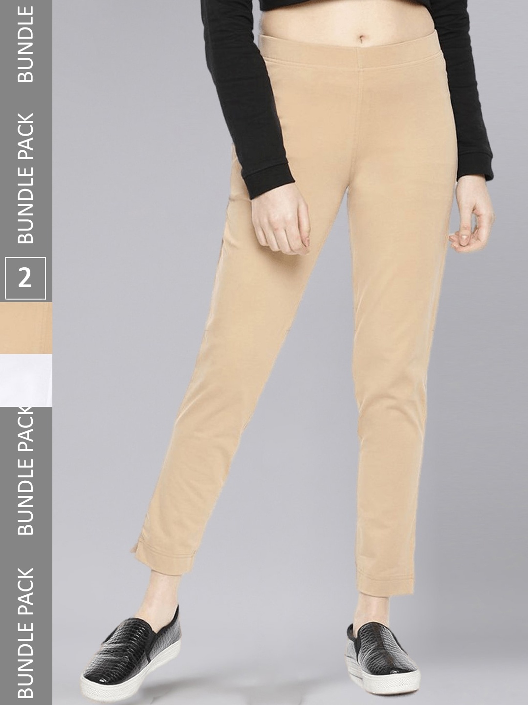 

Dollar Missy Women Pack Of 2 Relaxed Tapered Fit Wrinkle Free Trousers, White