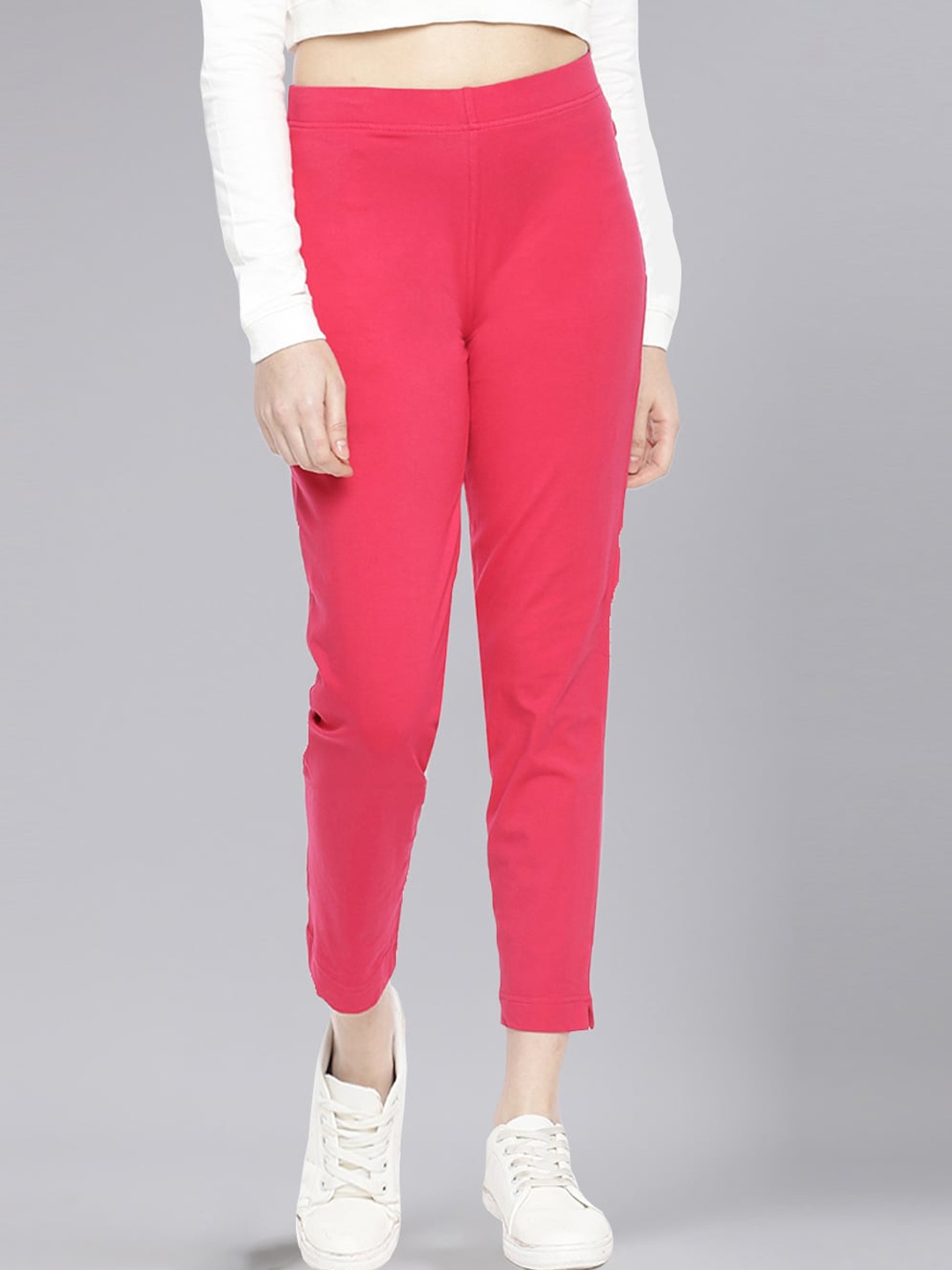 

Dollar Missy Women High-Rise Relaxed Tapered Fit Wrinkle Free Trousers, Pink