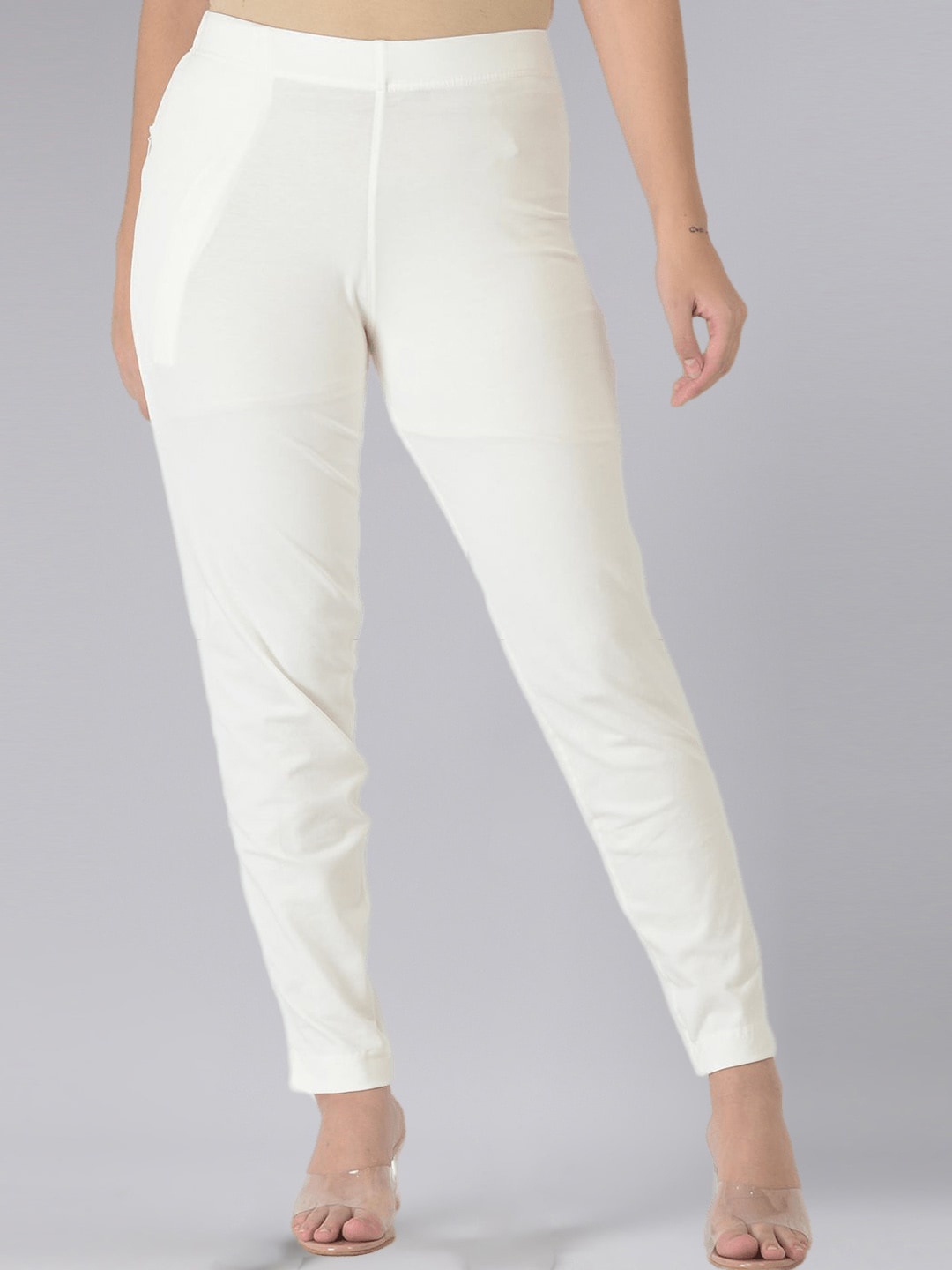 

Dollar Missy Women Mid-Rise Relaxed Tapered Fit Wrinkle Free Trousers, Off white