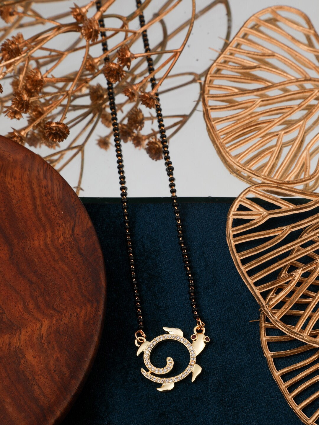 

Vita Bella Gold-Plated AD Studded & Beaded Mangalsutra