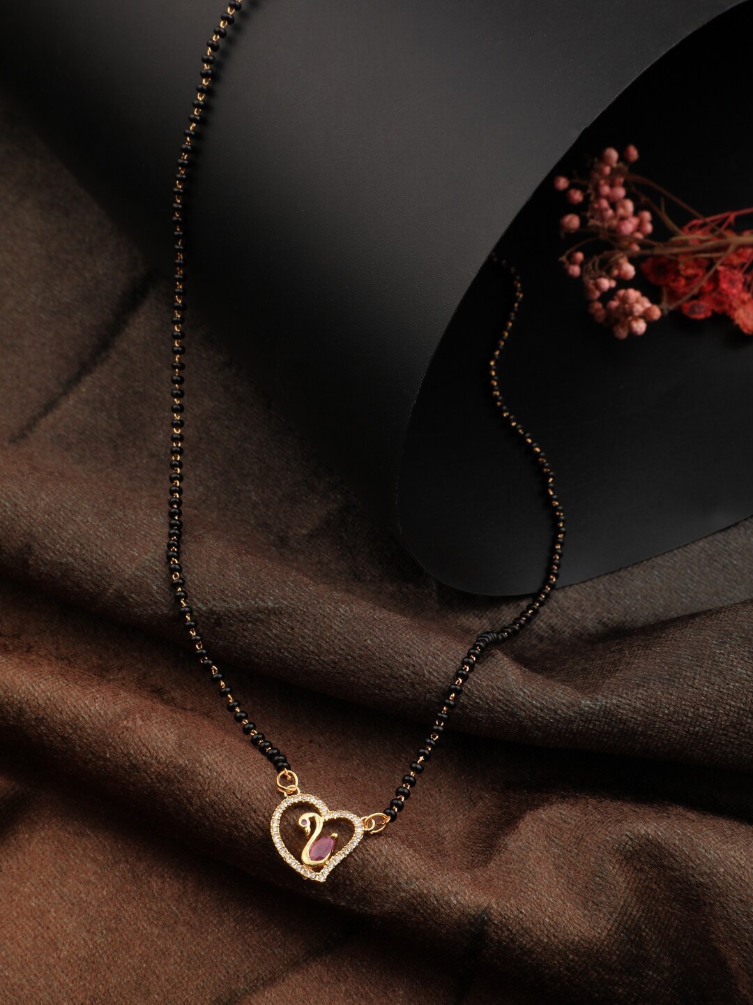 

Vita Bella Gold-Plated Stone-Studded & Beaded Mangalsutra