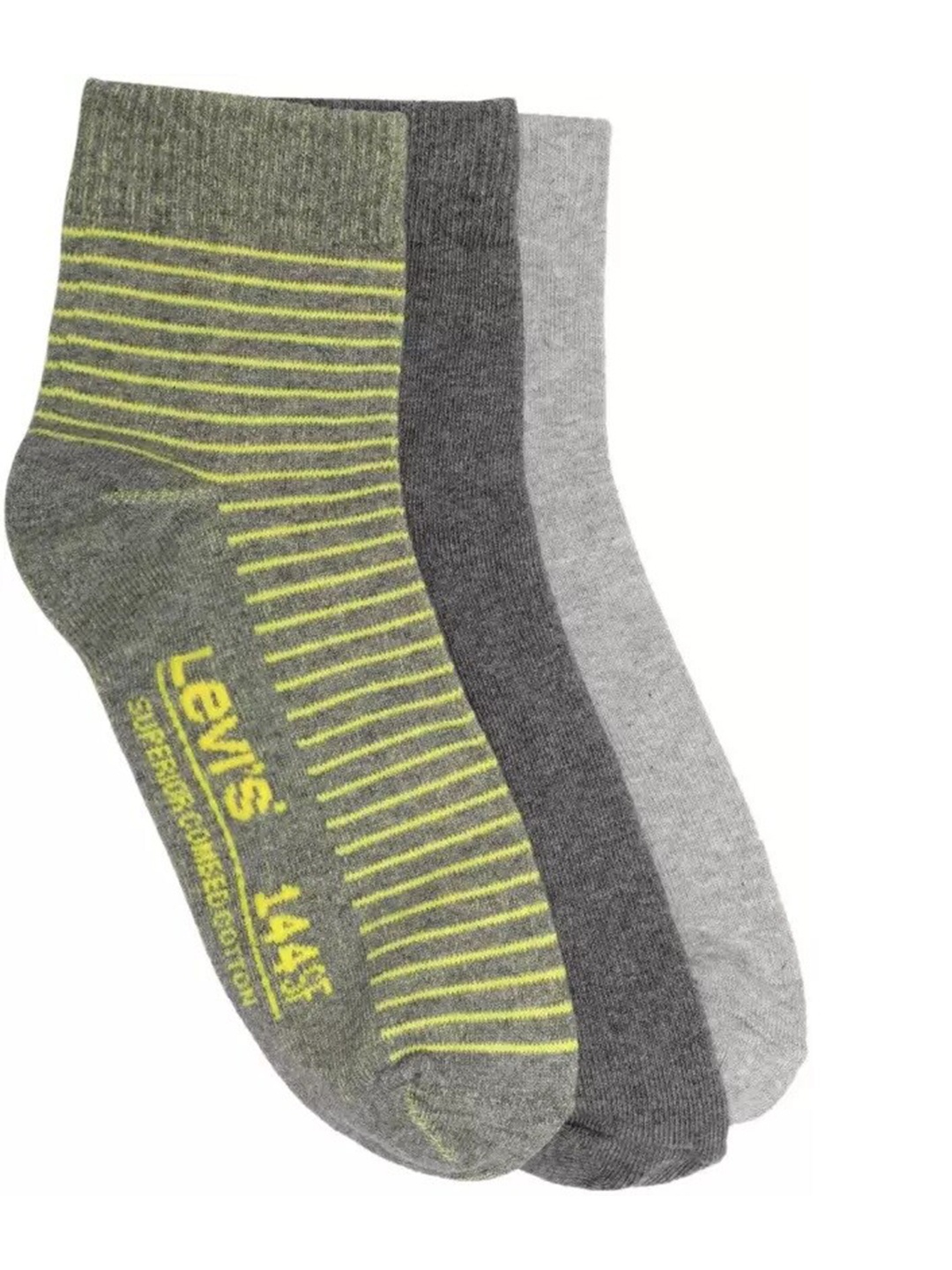 

Levis Men Pack Of 3 Patterned Ankle Length Socks, Grey