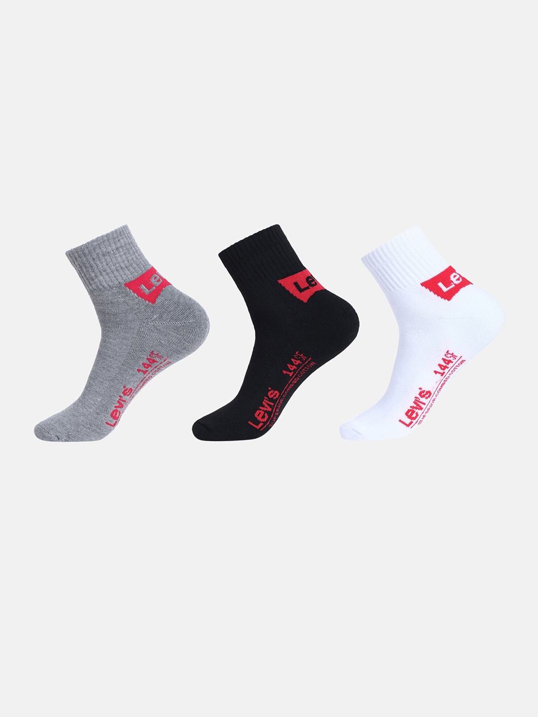 

Levis Men Pack Of 3 Patterned Ankle Length Socks, White