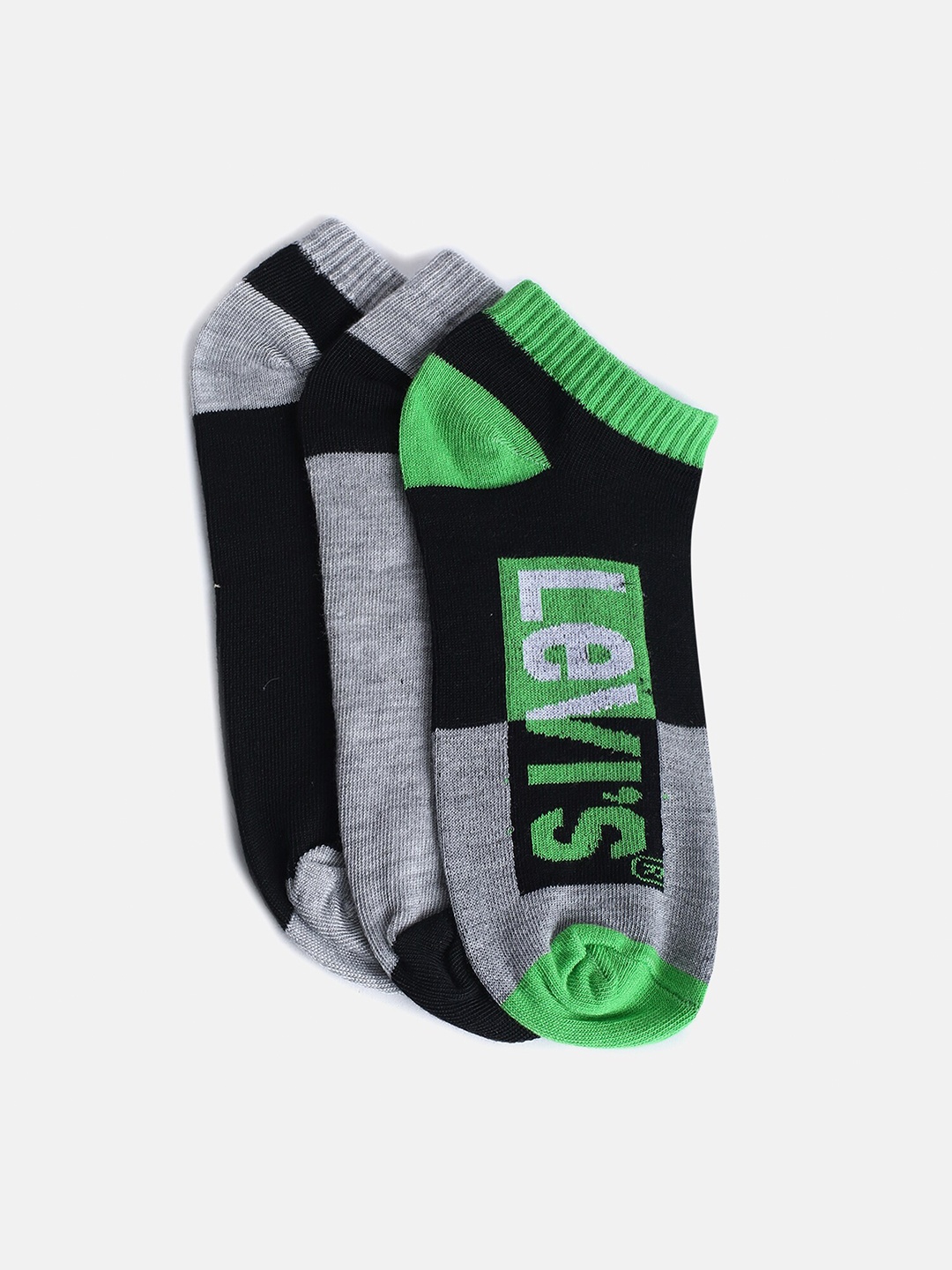 

Levis Men Pack Of 3 Patterned Ankle Length Socks, Grey
