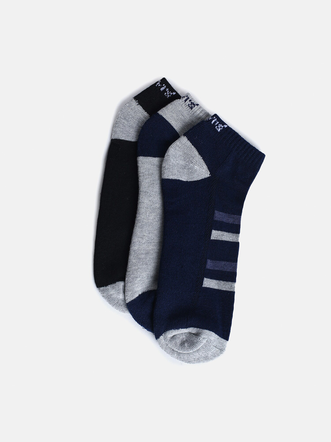 

Levis Men Pack Of 3 Striped Ankle Length Socks, Black