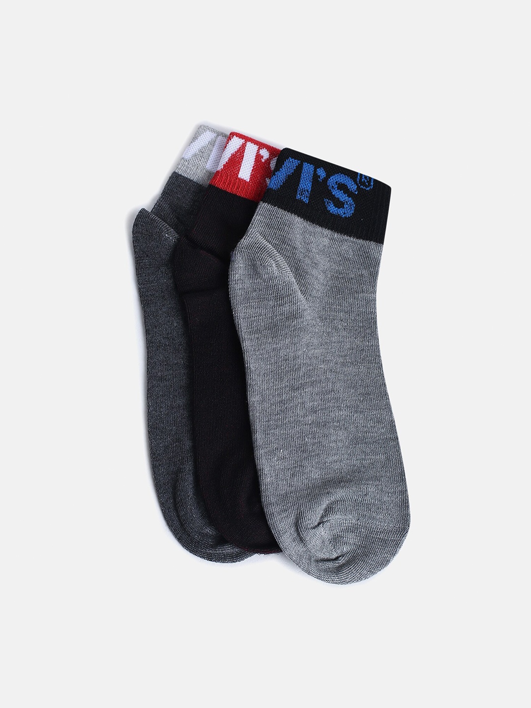 

Levis Men Pack Of 3 Patterned Ankle Length Socks, Grey