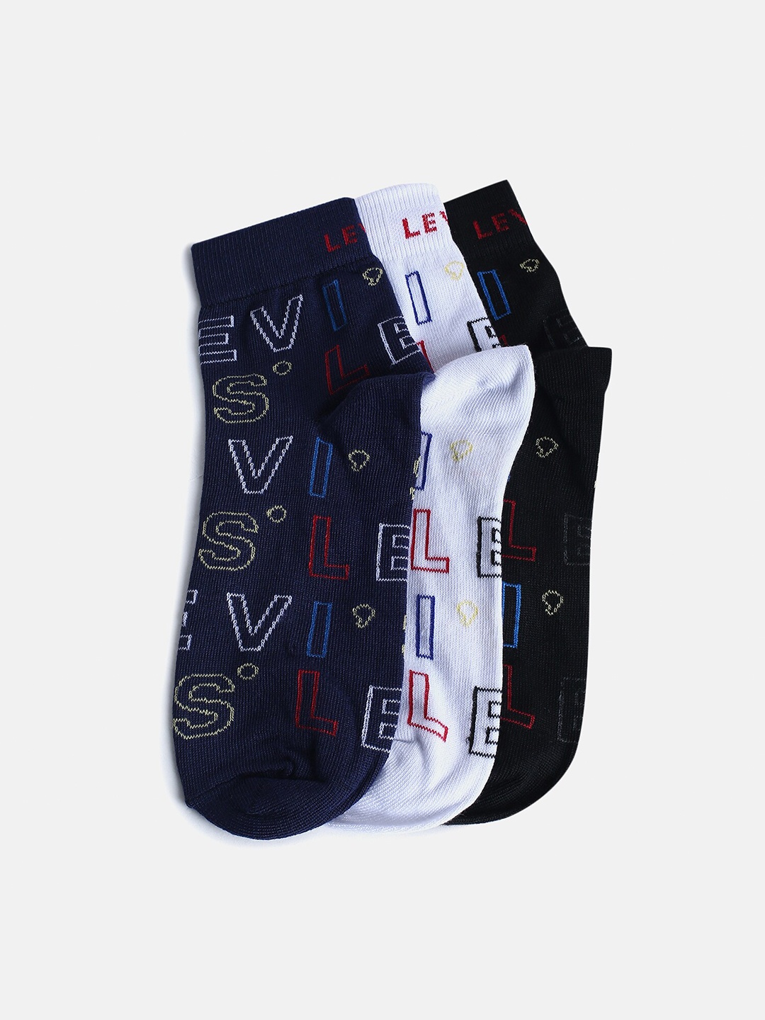 

Levis Men Pack Of 3 Patterned Ankle Length Socks, White