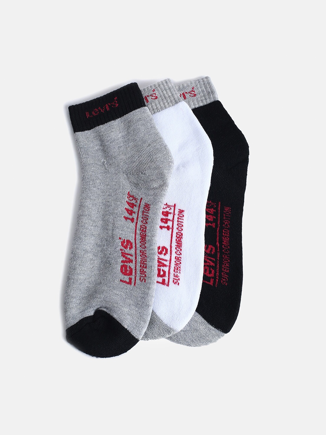 

Levis Men Pack Of 3 Patterned Ankle Length Socks, White