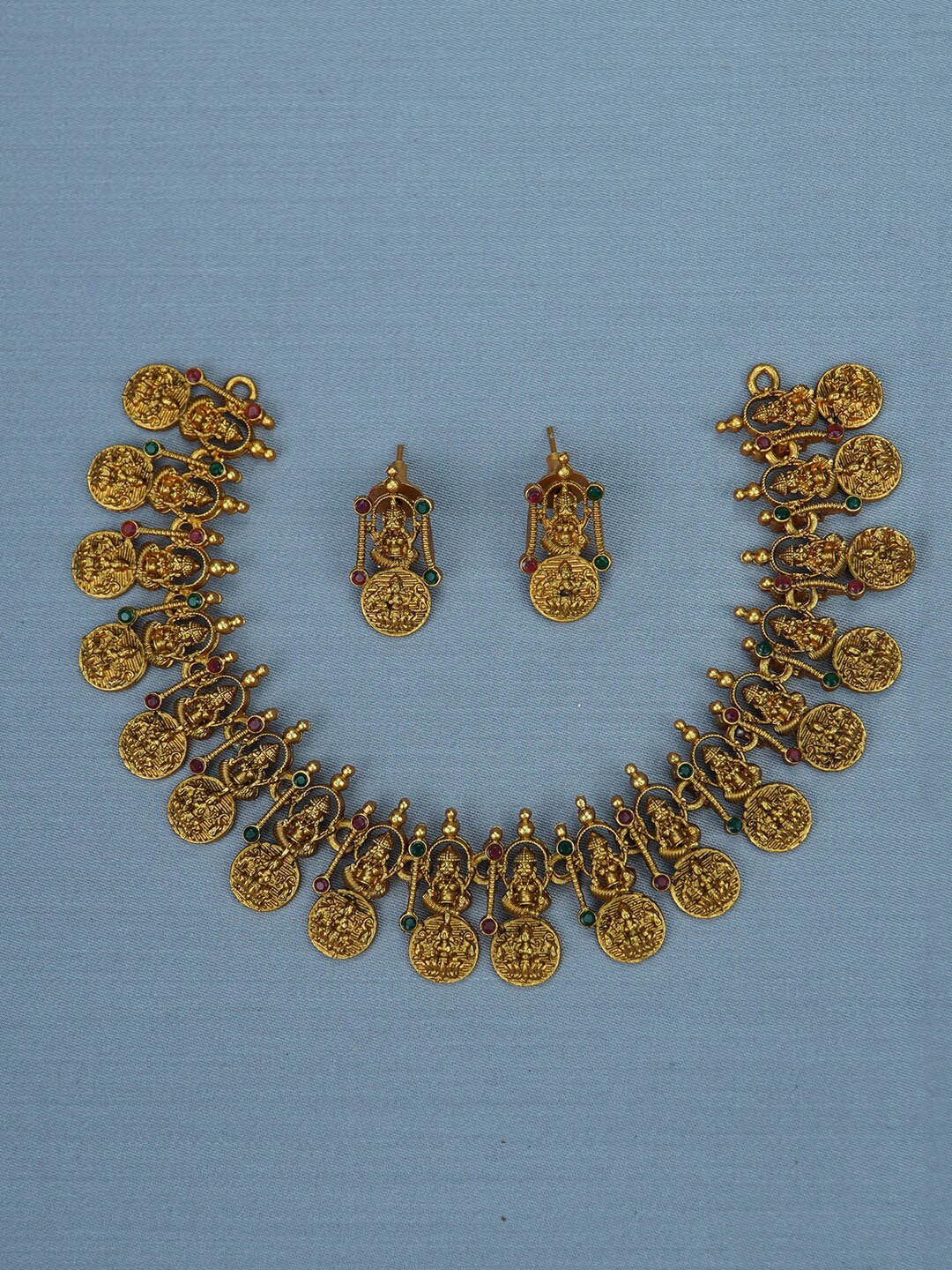 

Diksha collection Gold-Plated Stone Studded Jewellery Set