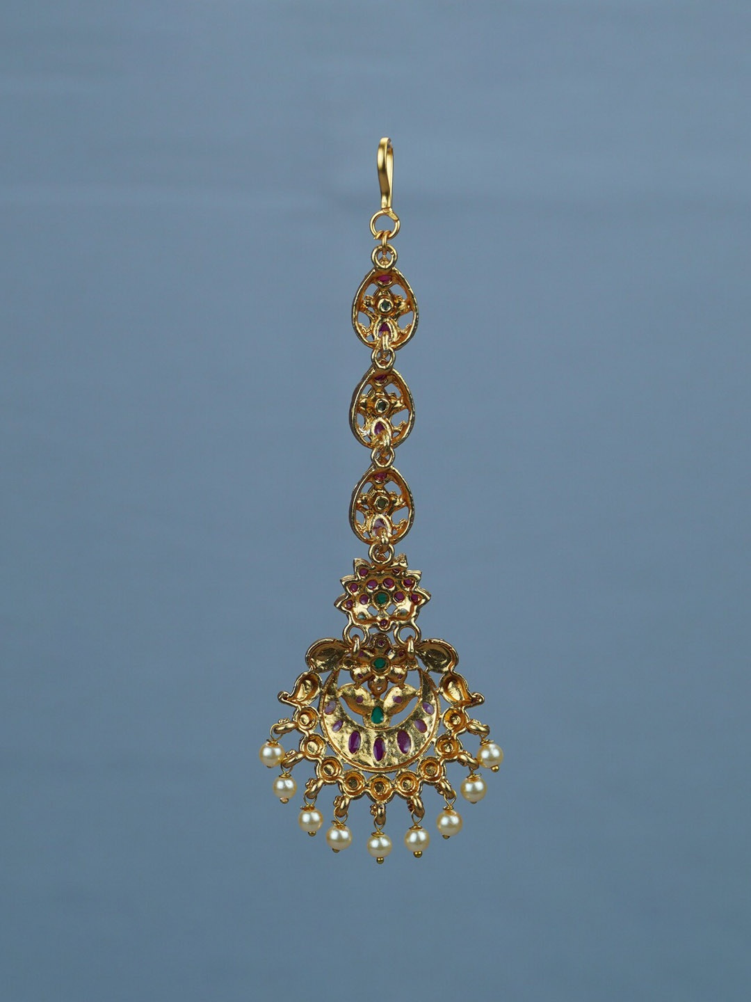 

Diksha collection Gold-Plated Beaded Matte Finish Maang Tikka