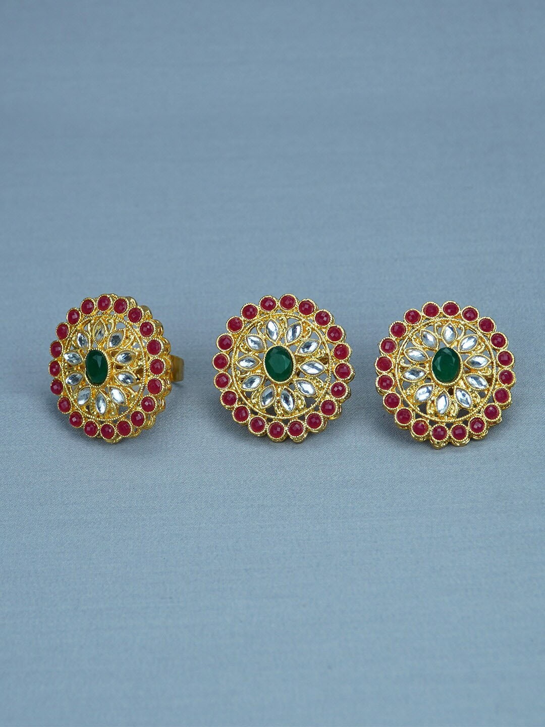 

Diksha collection Gold-Plated Stone-Studded Jewellery Set