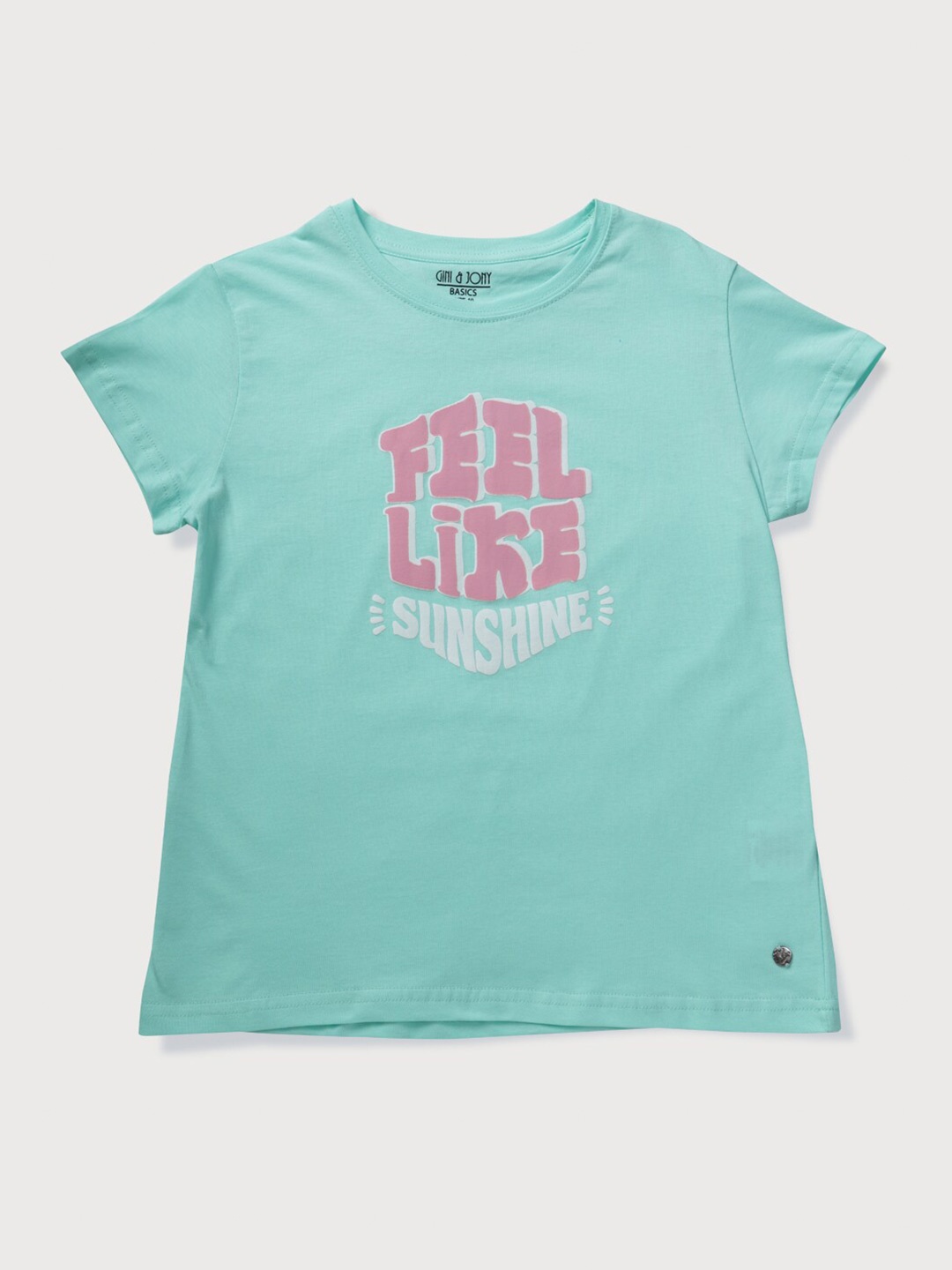 

Gini and Jony Girls Typography Printed Cotton T-Shirt, Blue