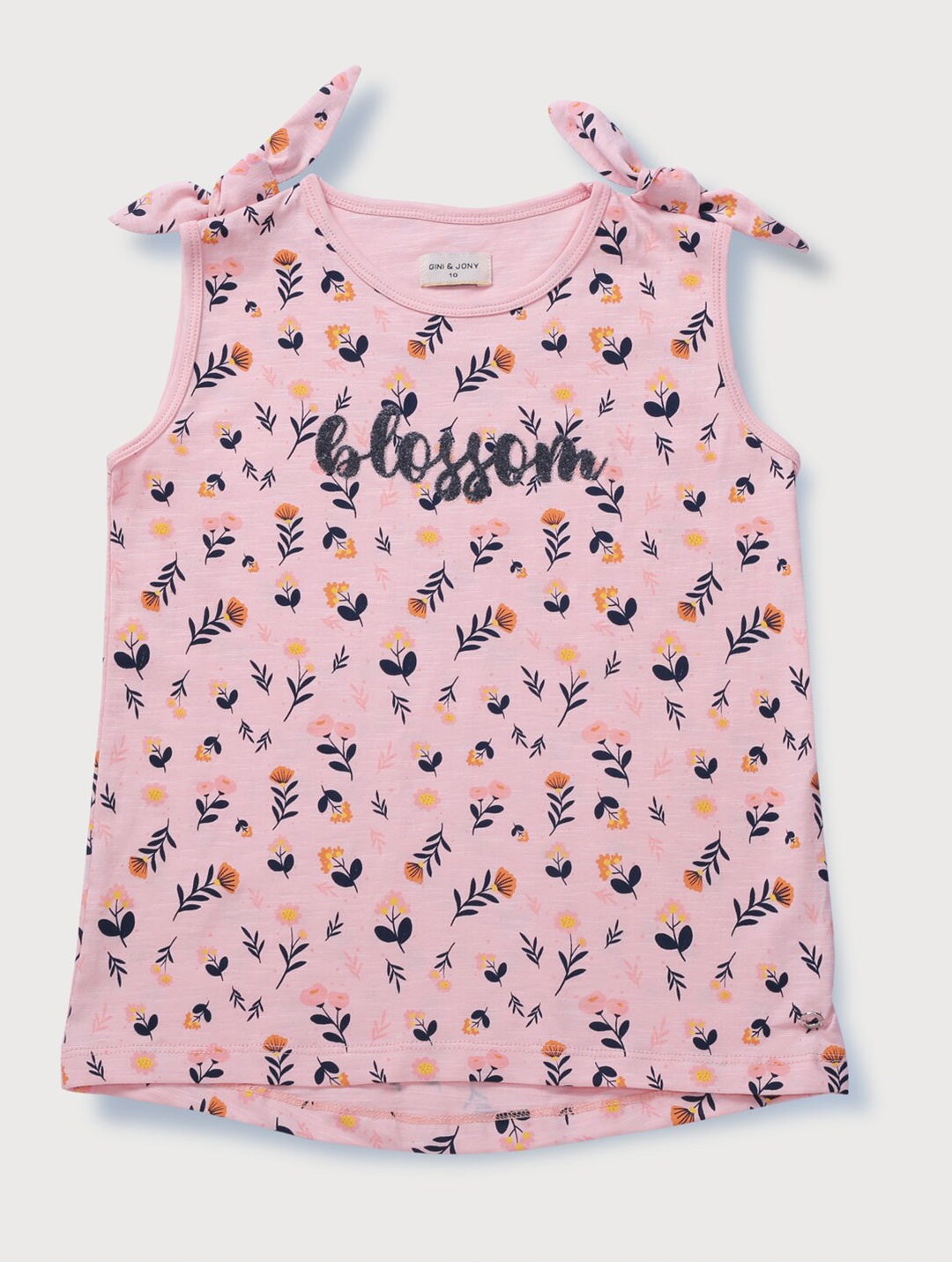 

Gini and Jony Infant Girls Floral Printed Sleeveless Cotton Top, Pink