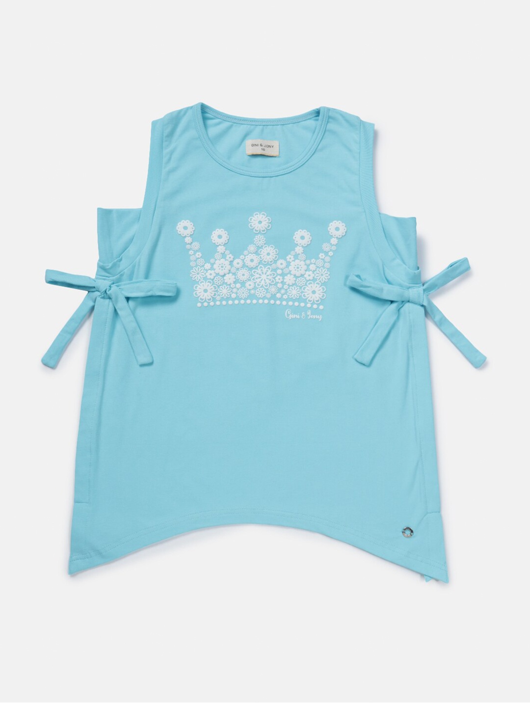 

Gini and Jony Girls Sleeveless Floral Printed Cotton Top, Blue