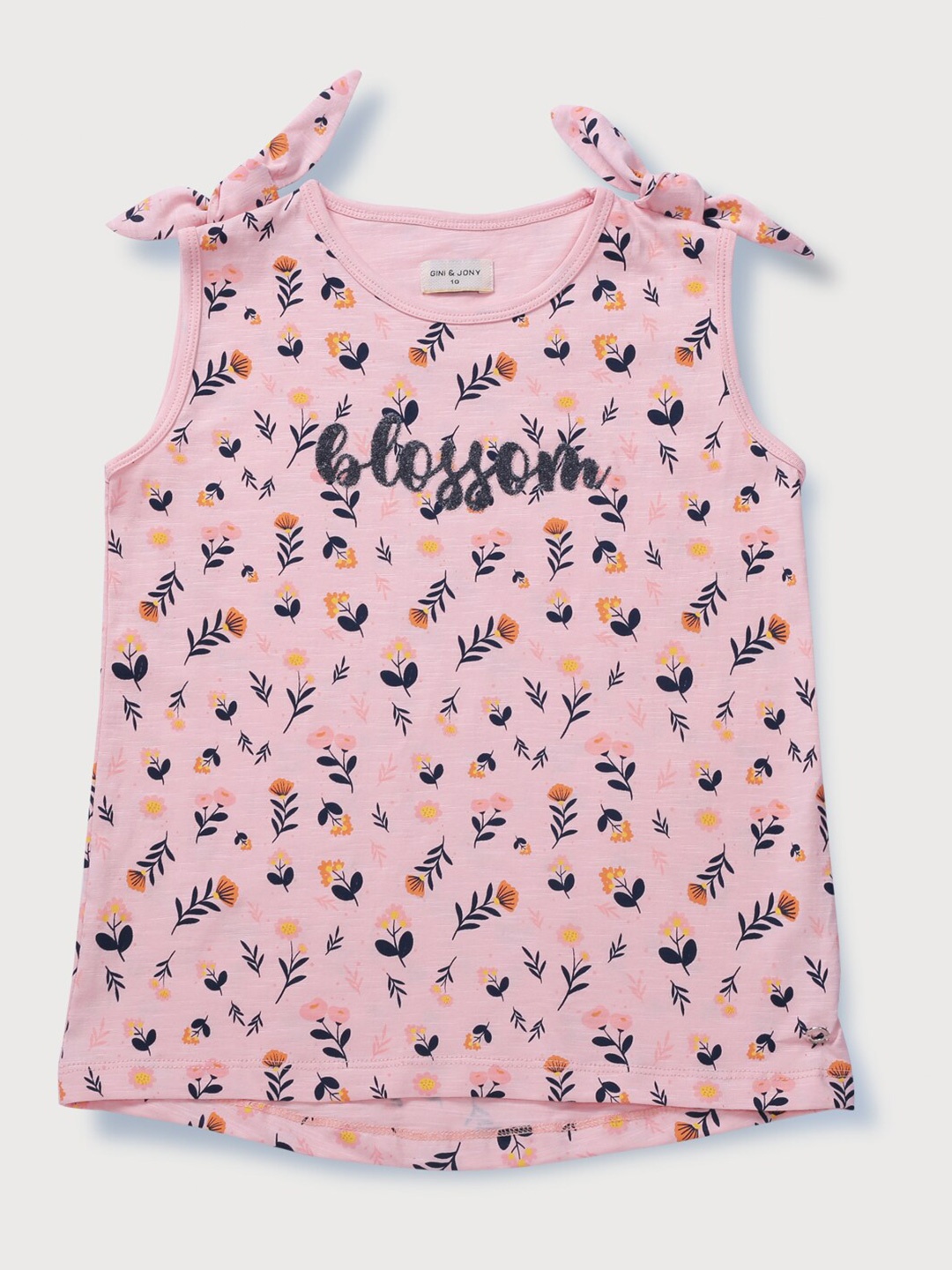 

Gini and Jony Girls Floral Printed Sleeveless Cotton Top, Pink