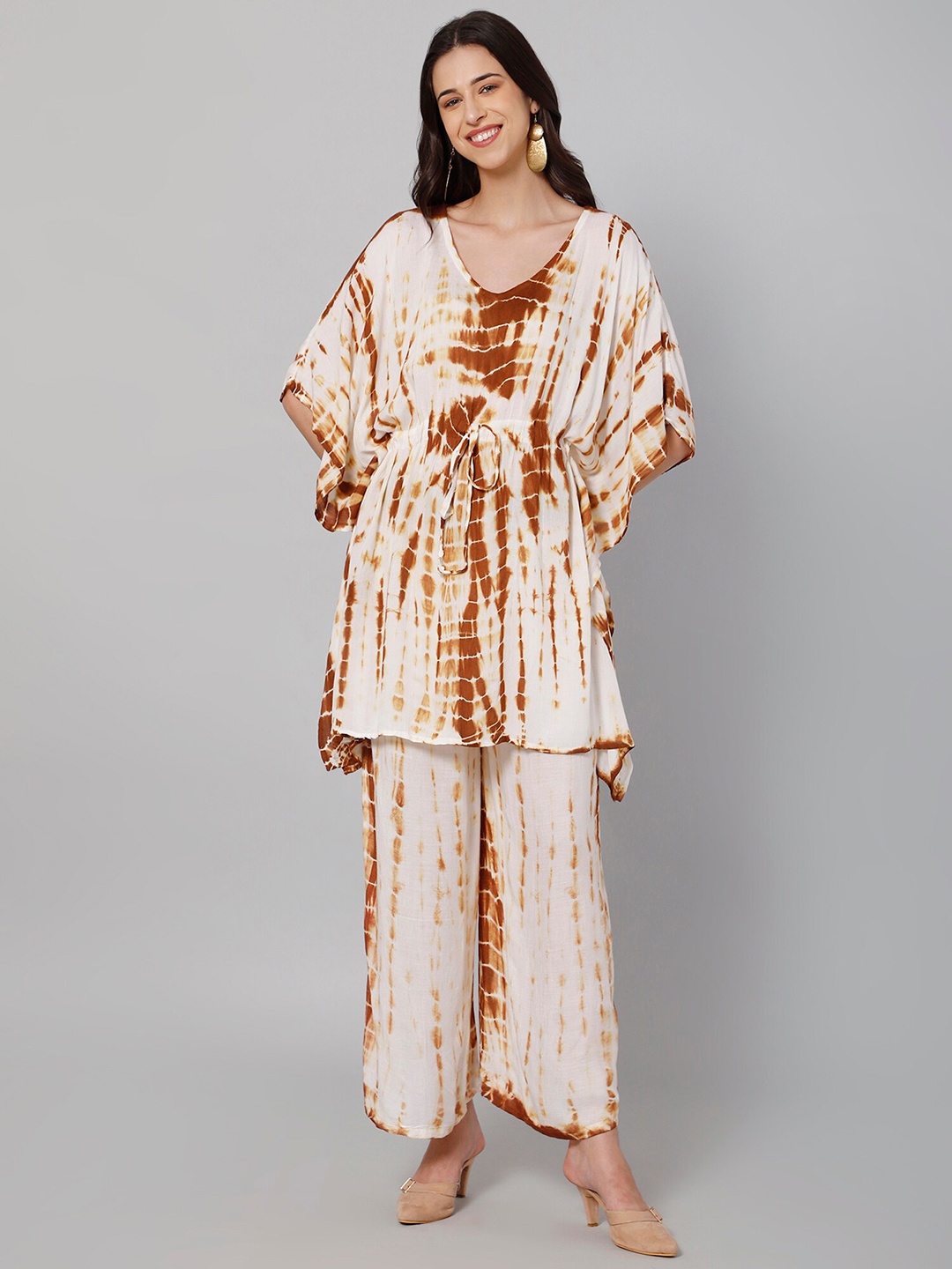 

Aditi Wasan Tie-Dyed Kaftan & Palazzos, Brown