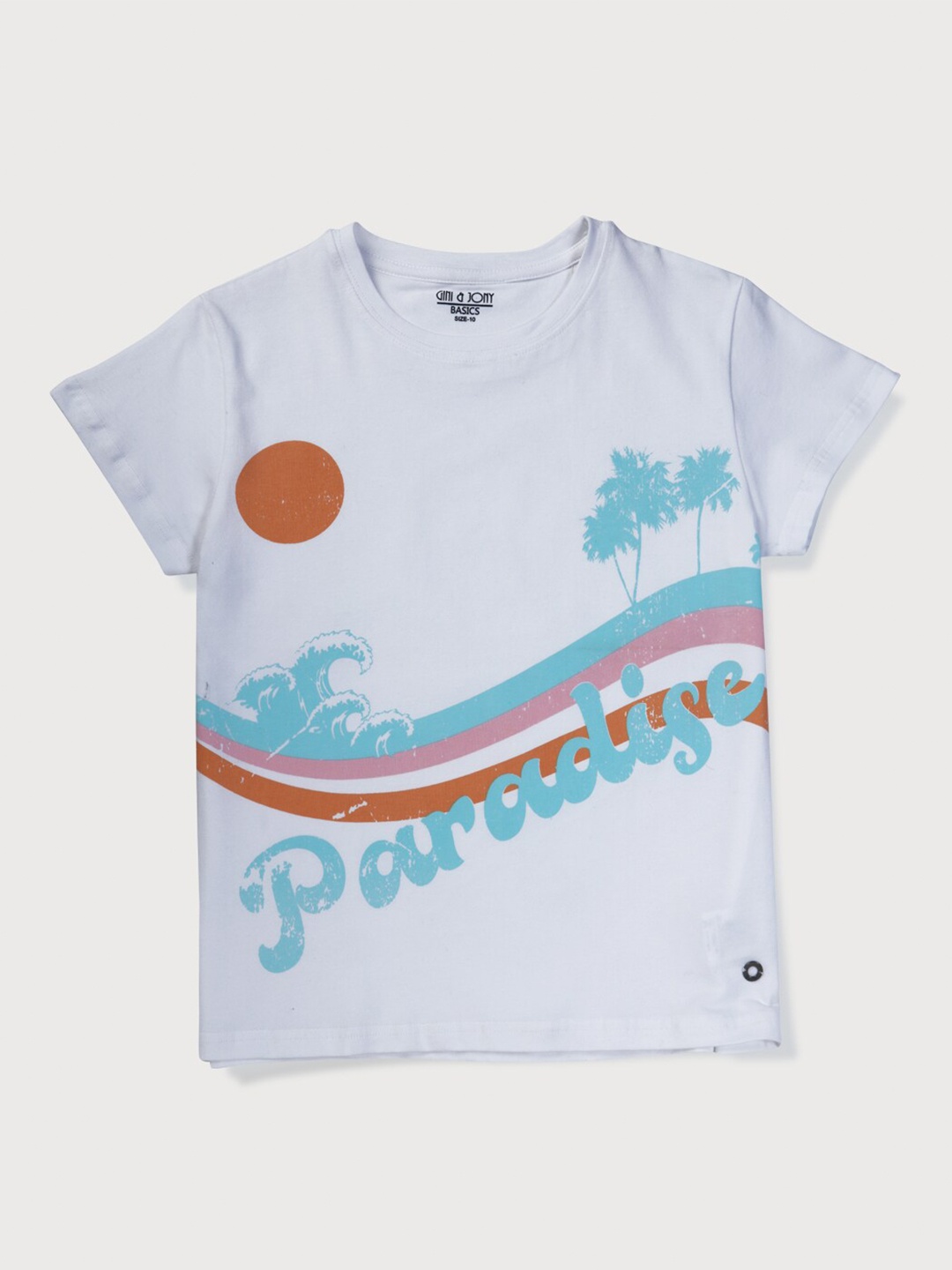 

Gini and Jony Girls Graphic Printed Casual Cotton Top, White