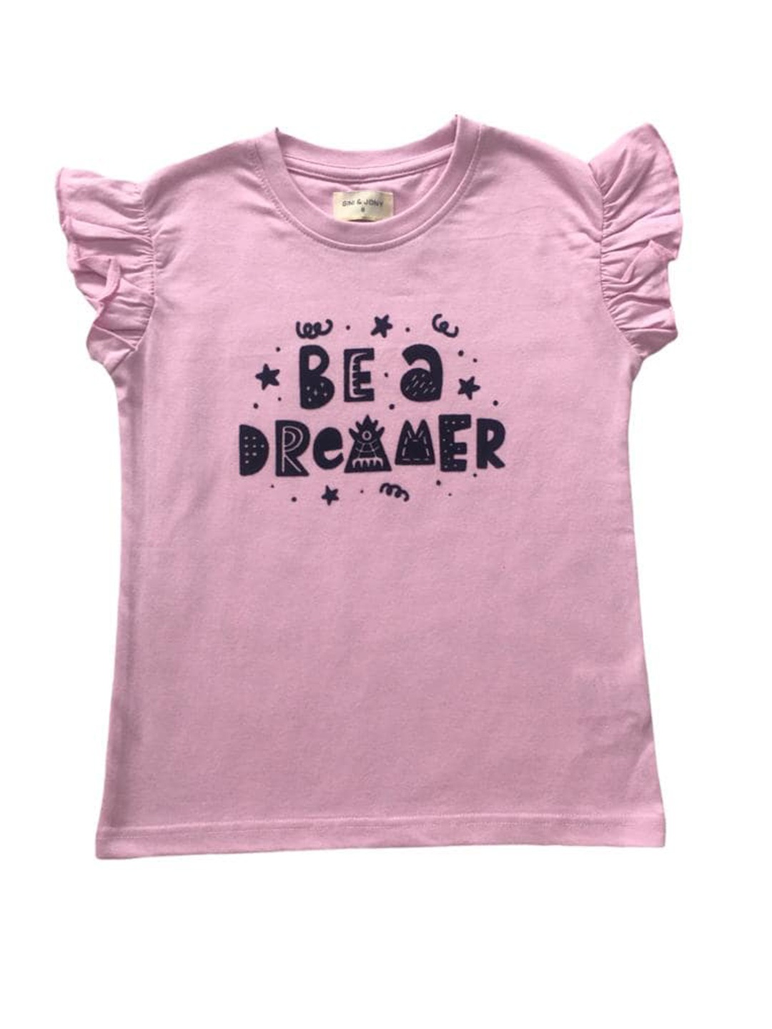 

Gini and Jony Infant Typography Printed Cap Sleeves Cotton Top, Pink