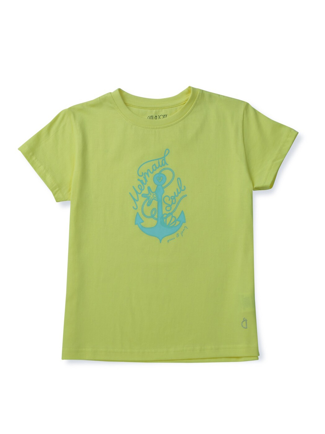 

Gini and Jony Girls Graphic Printed Cotton Top, Green