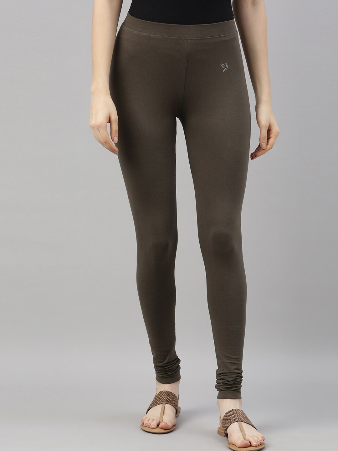 

TWIN BIRDS Women Pure Cotton Churidar Length Leggings, Olive