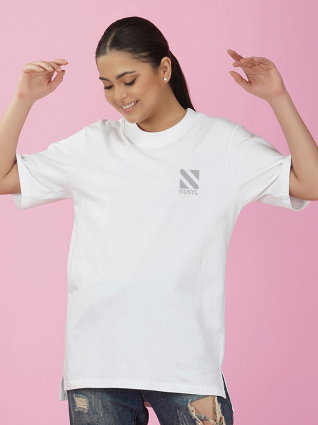 

NUSYL Drop-Shoulder Oversize T-shirt, White