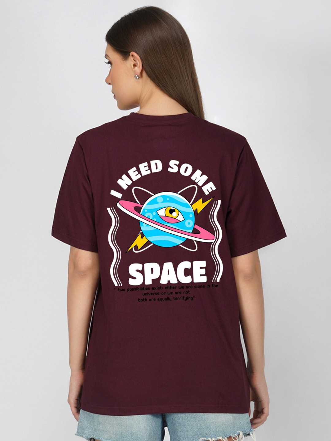 

NUSYL Graphic Printed Drop-Shoulder Oversize T-shirt, Maroon