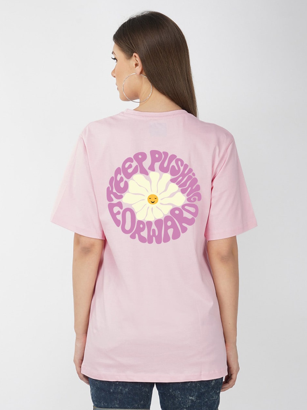 

NUSYL Typography Oversized Cotton T-shirt, Pink
