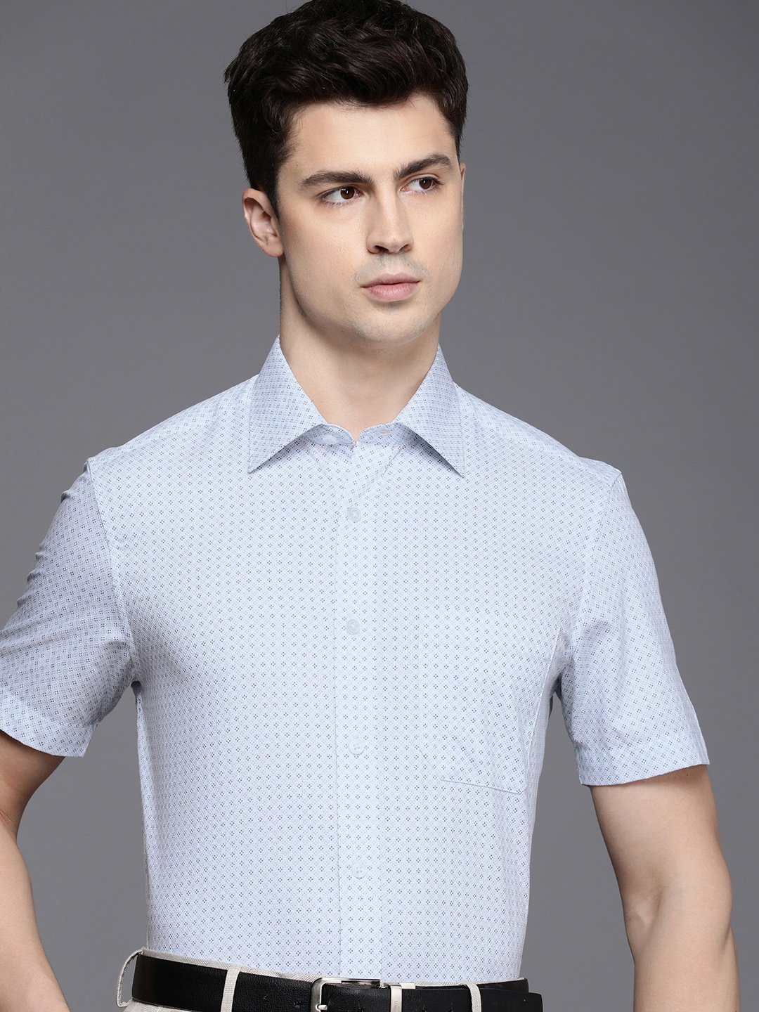 

Louis Philippe Micro Ditsy Printed Cotton Formal Shirt, White