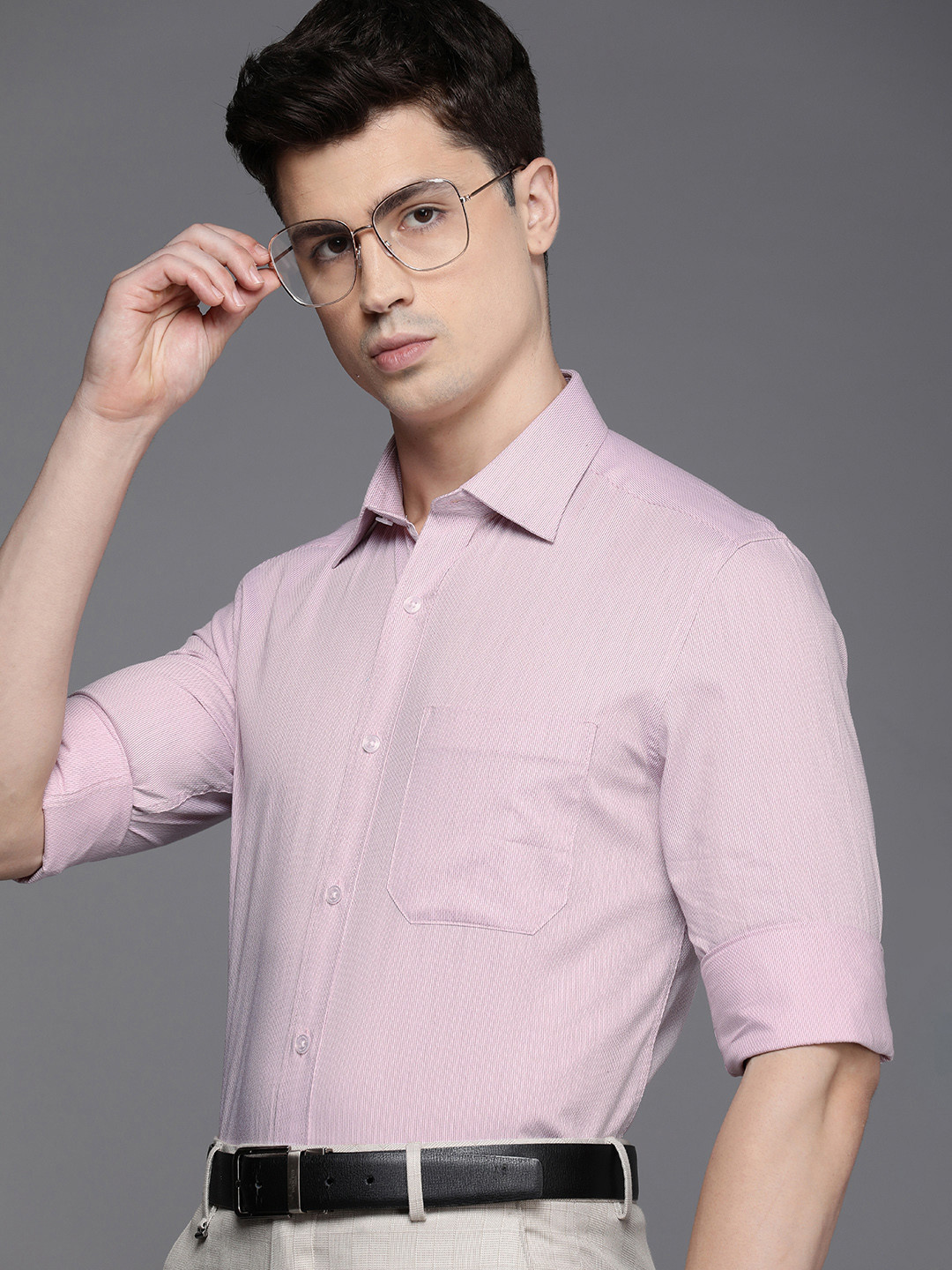 

Louis Philippe Striped Pure Cotton Formal Shirt, Pink