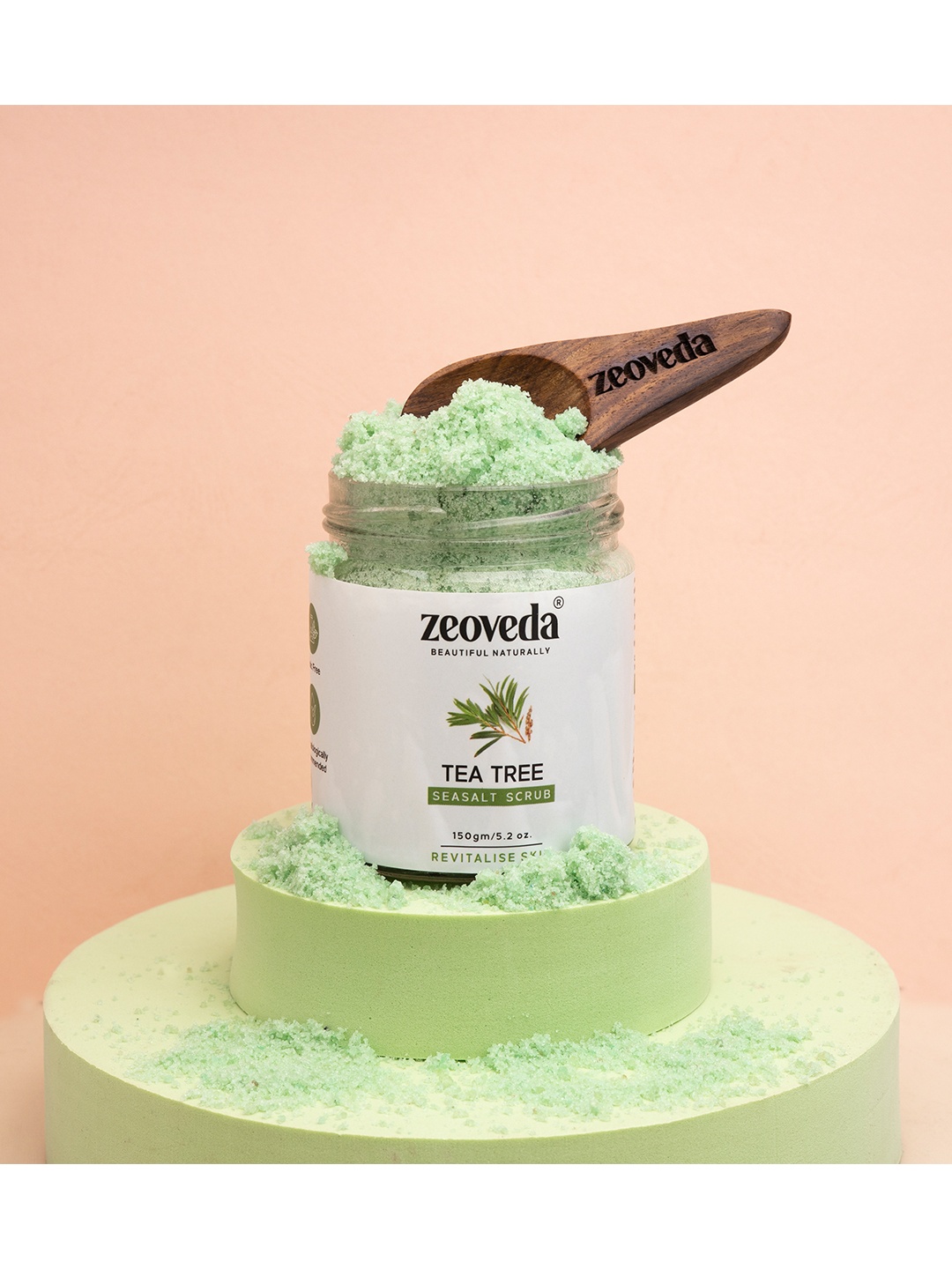 

Zeoveda Sea Salt Face & Body Scrub With Tea Tree Oil For Deep Exfoliation 150gm, Sea green