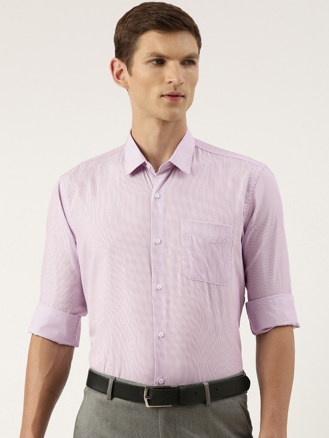 

Peter England Slim Fit Striped Formal Shirt, Lavender