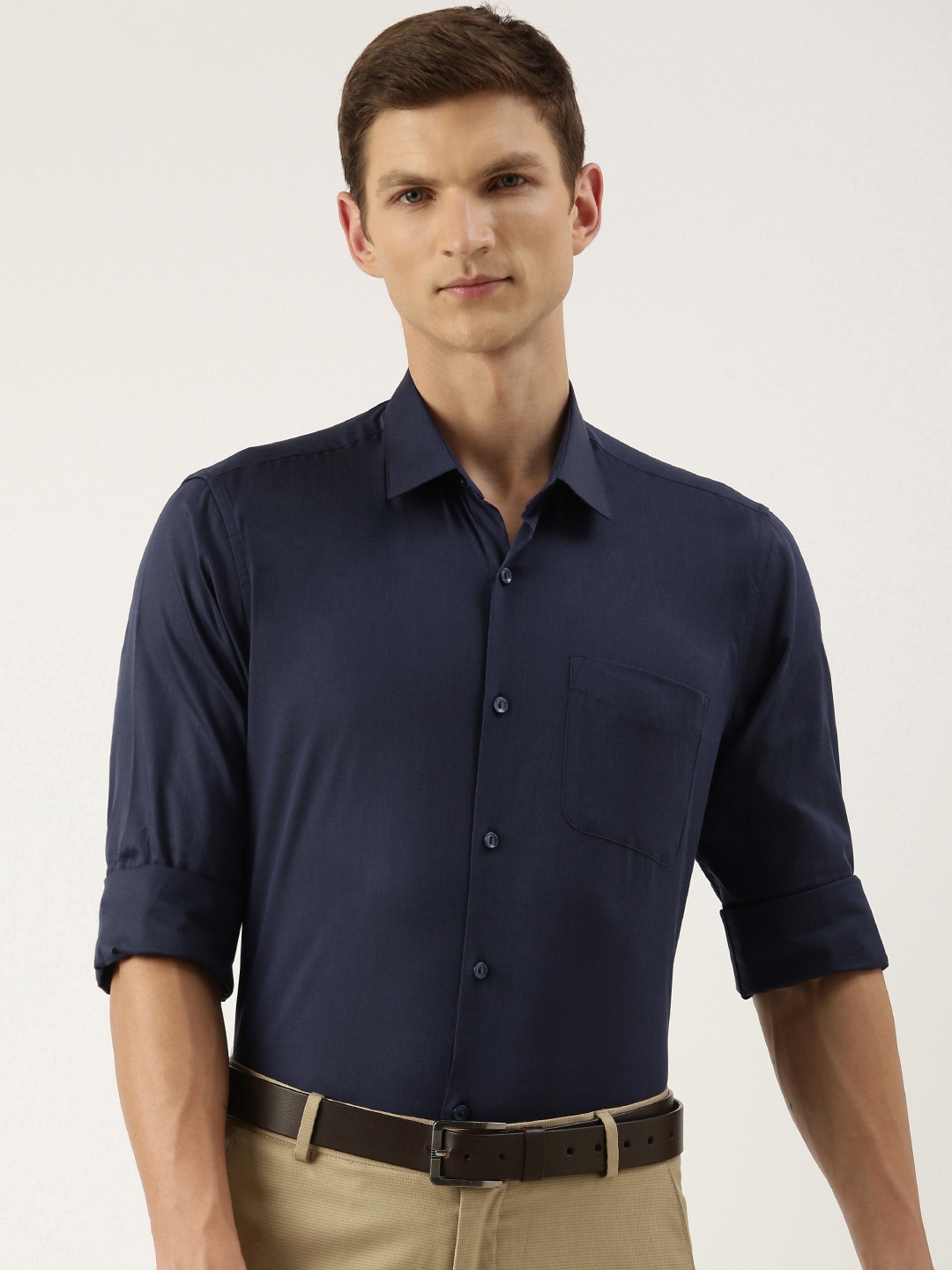 

Peter England Slim Fit Pure Cotton Formal Shirt, Navy blue