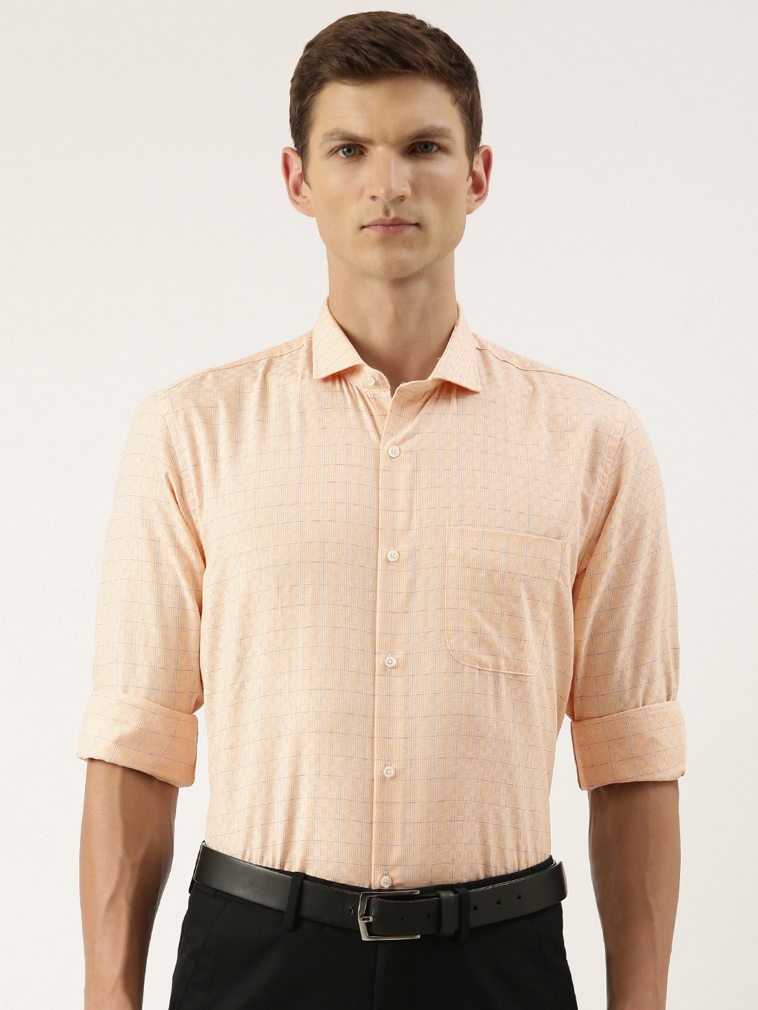 

Peter England Slim Fit Checked Formal Shirt, Yellow