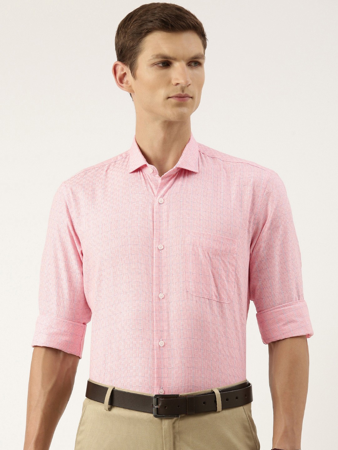 

Peter England Textured Slim Fit Formal Shirt, Pink