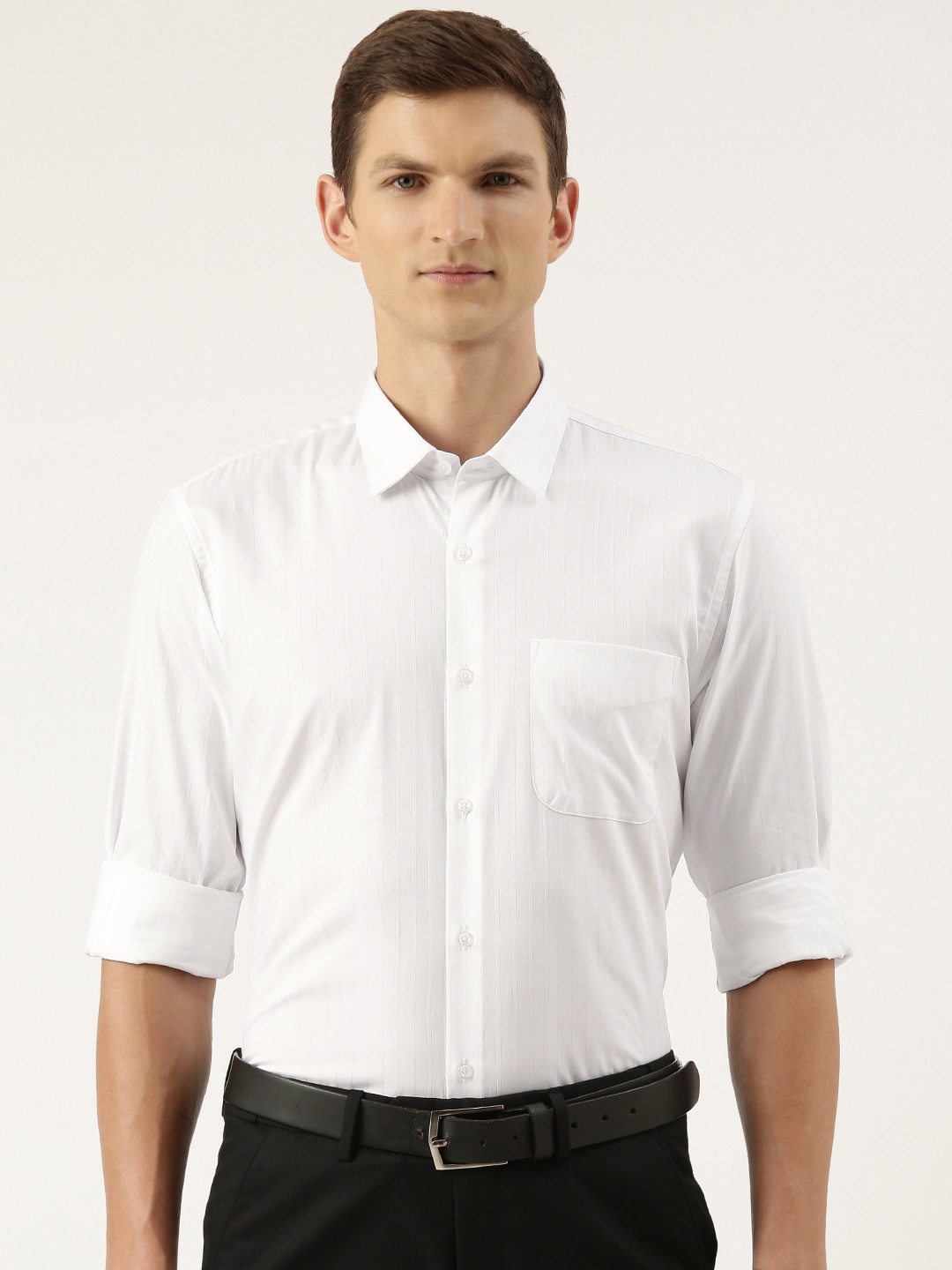 

Peter England Men Pure Cotton Slim Fit Opaque Formal Shirt, White