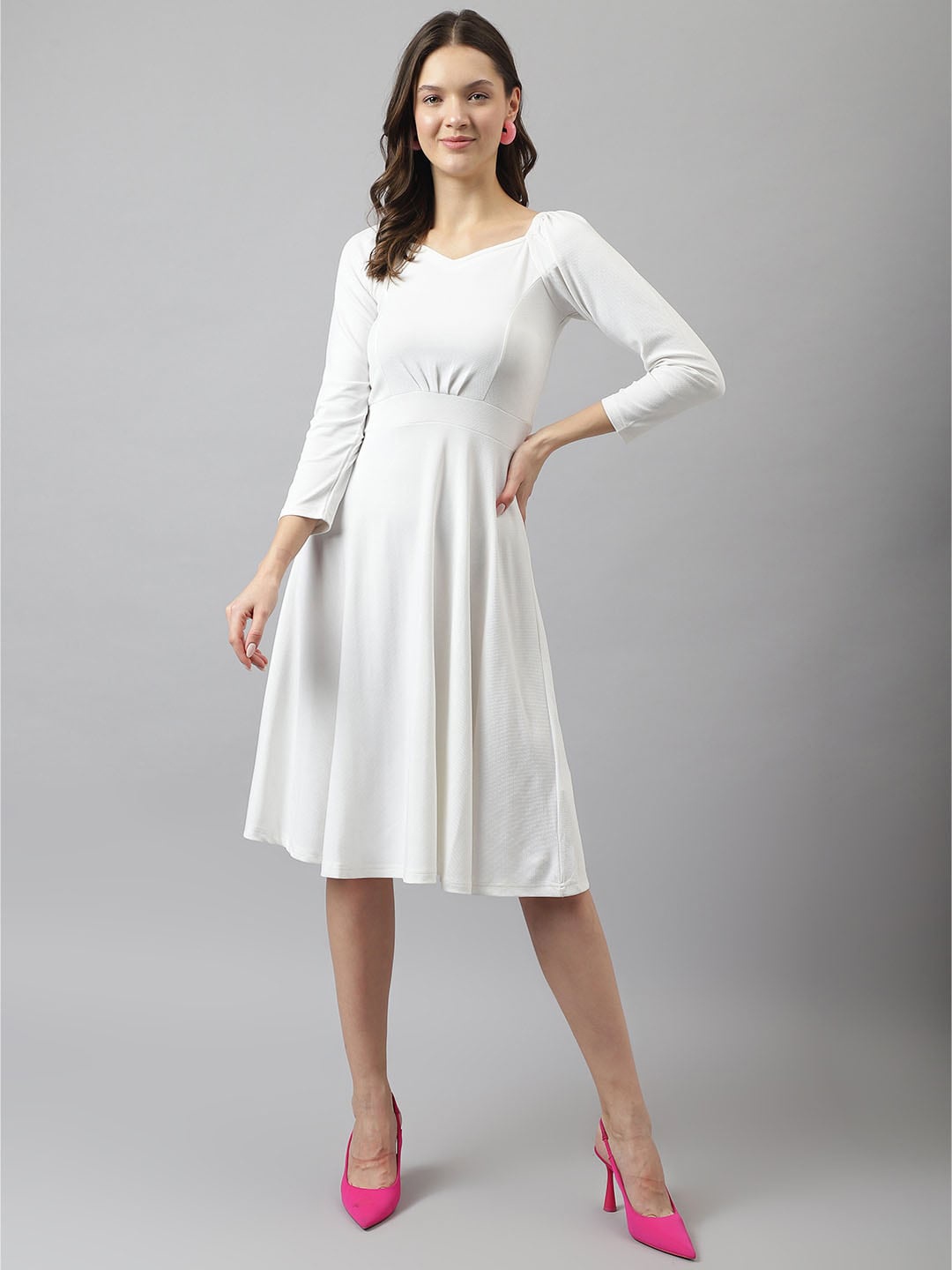 

KERI PERRY Sweetheart Neck Fit & Flare Dress, White