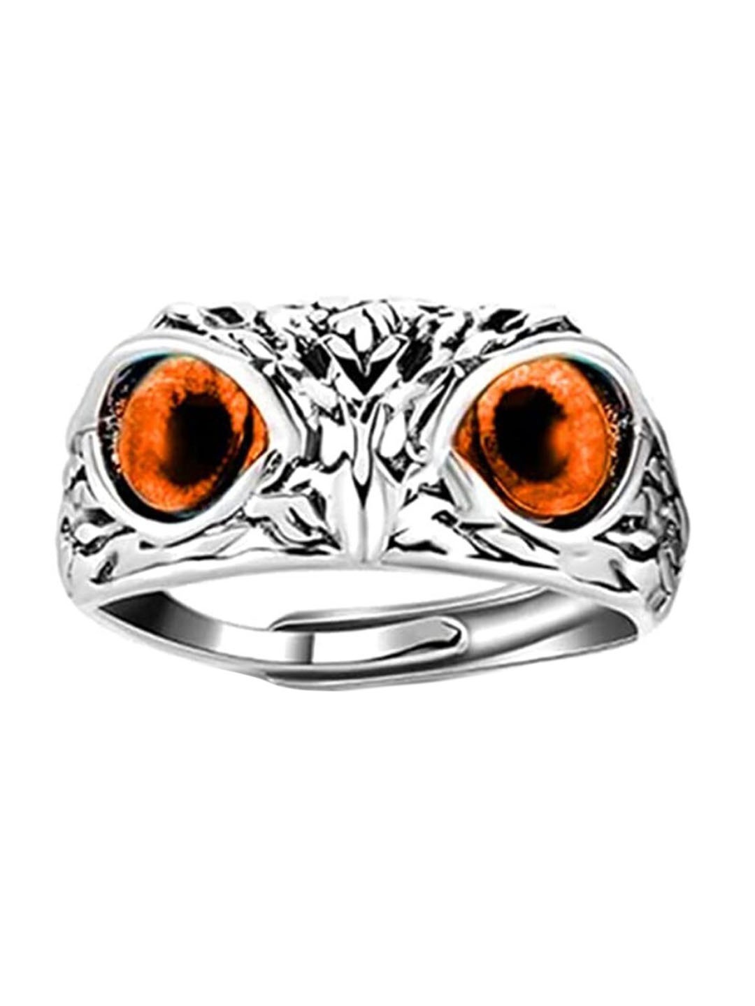 

VIEN Silver-Plated Owl Eye Finger Ring