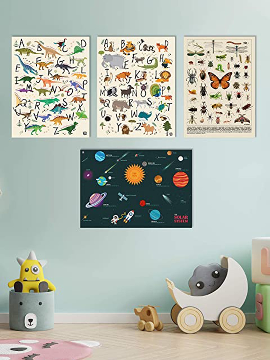 

happywagon Set Of 4 Non Tearable Poster, White