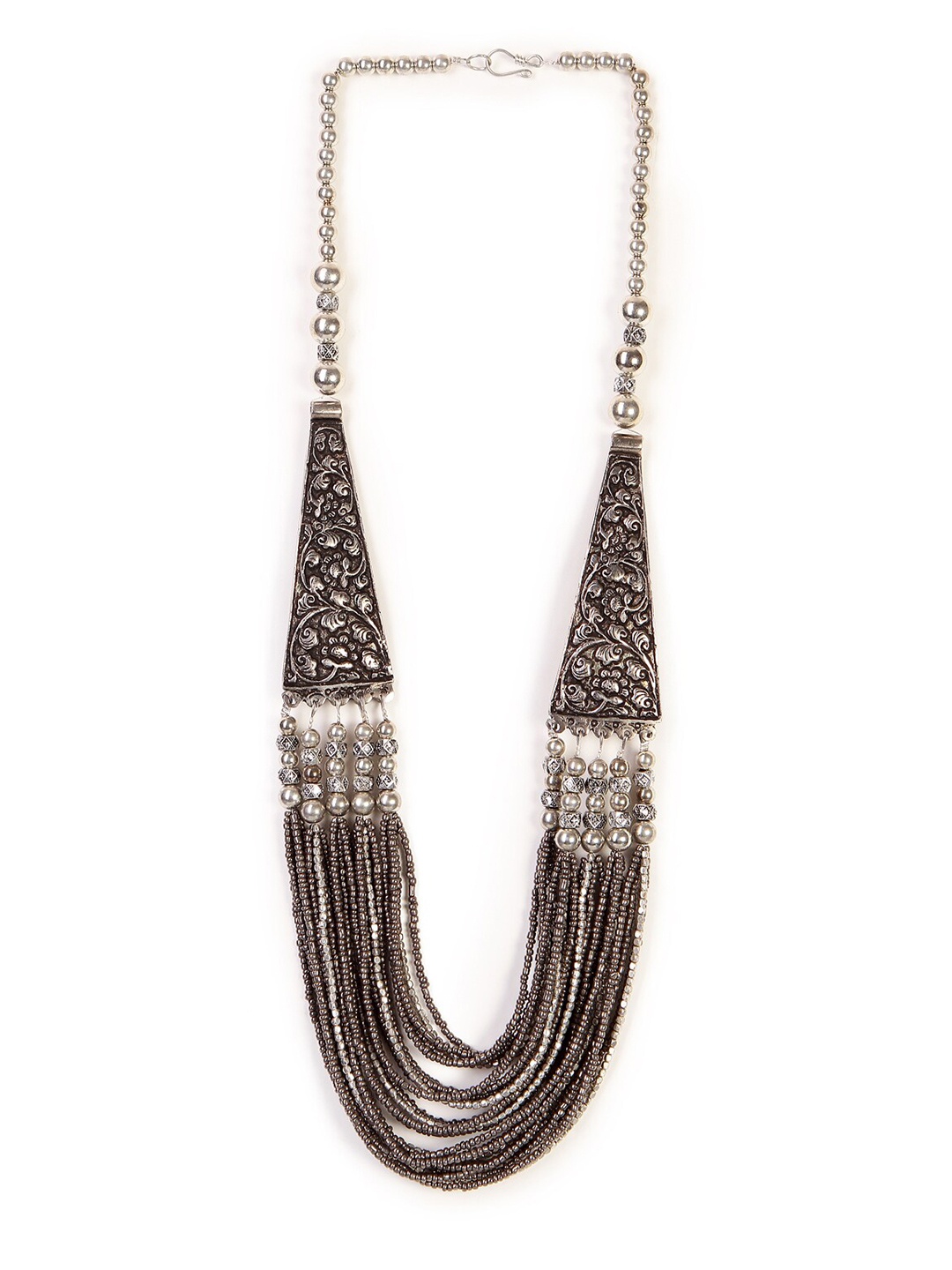 

Bamboo Tree Jewels Silver-Toned Tribal Necklace